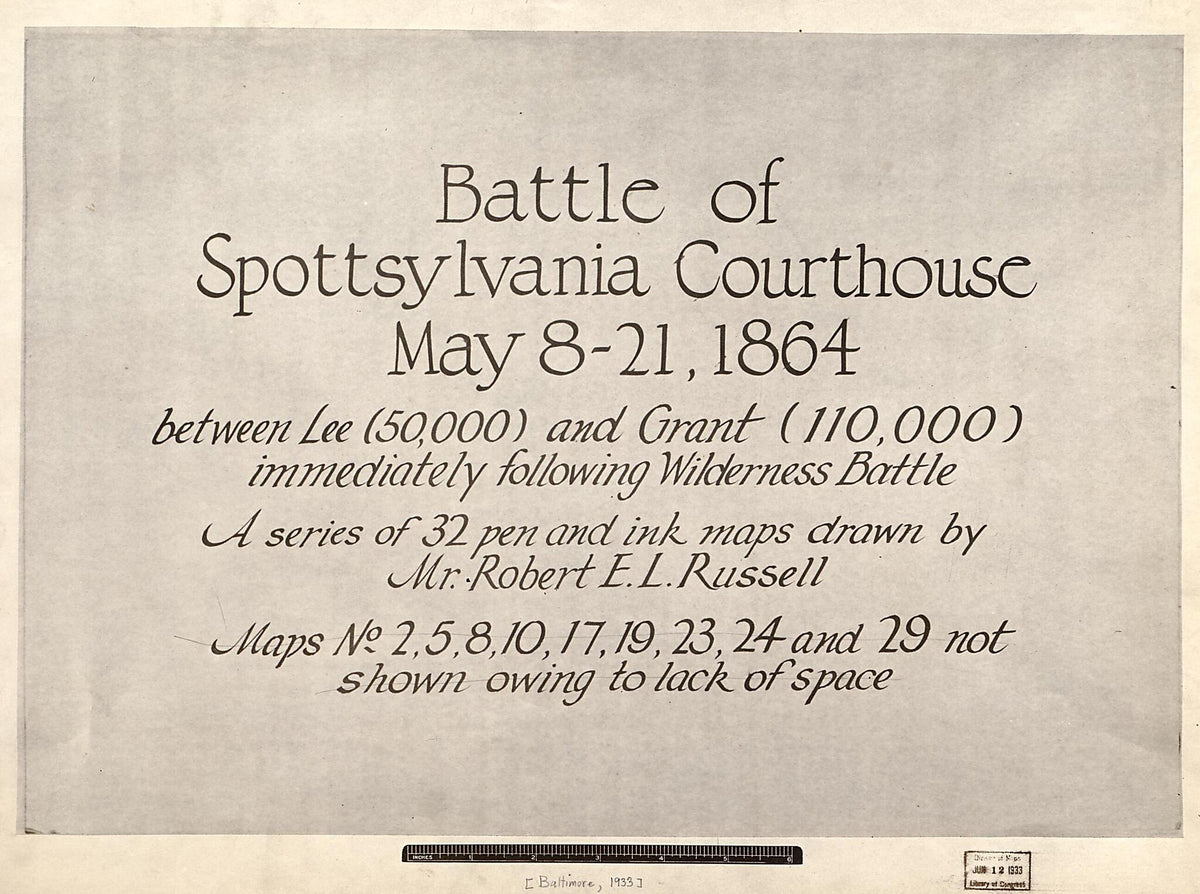 21, 1864 Between Lee (50,000) and Grant (110,000) Immediately Following Wilderness Battle (21, 1864 Between Lee (50,000) and Grant (110,000) Immediately Following Wilderness Battle) by Relic Map Company