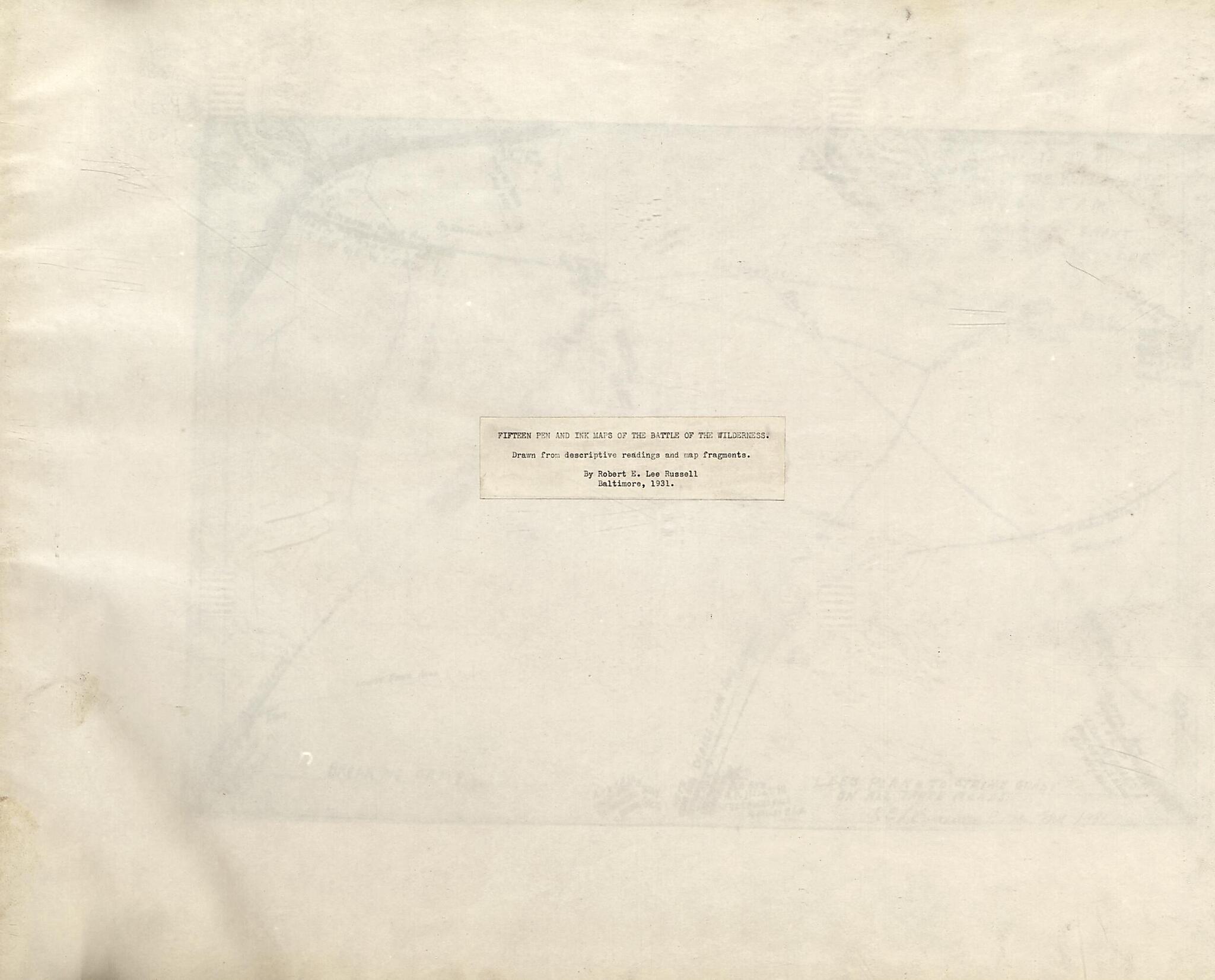 This old map of Fifteen Pen and Ink Maps of the Battle of the Wilderness from 1864 was created by Robert E. L. Russell in 1864