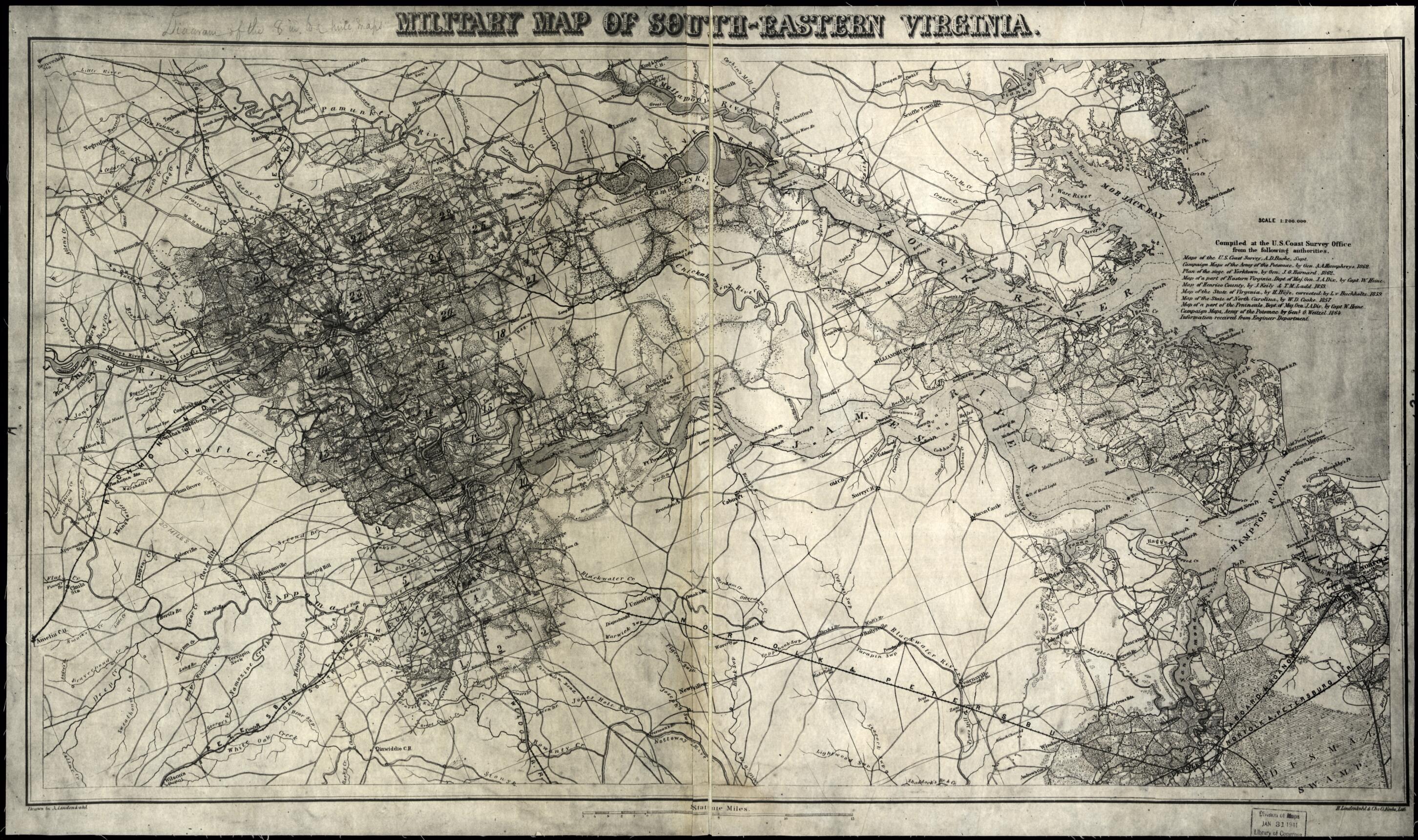 This old map of Military Map of Richmond and Vicinity from 1864 was created by F. Fairfax, United States Coast Survey in 1864