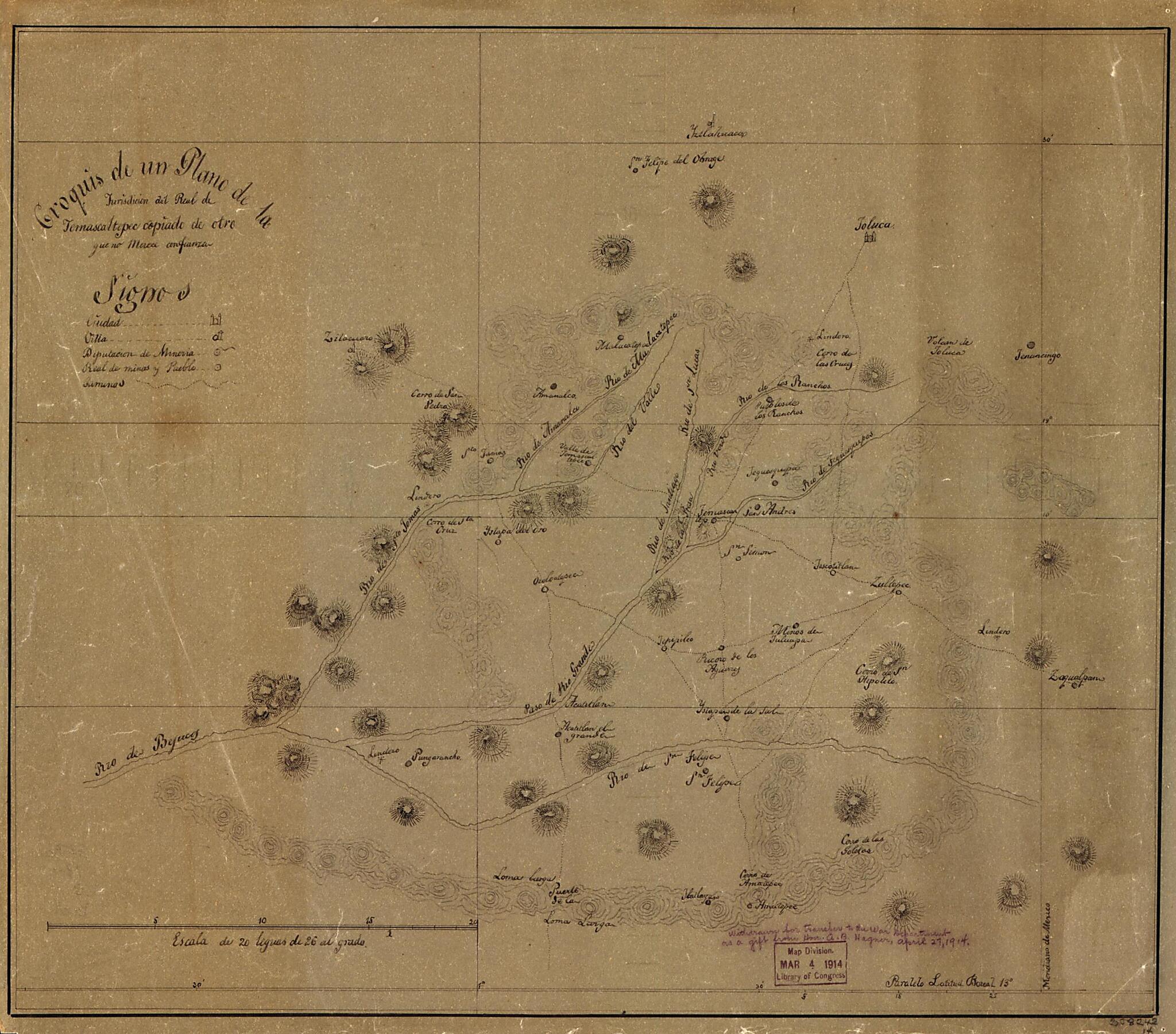 This old map of Croquis De Un Plano De La Jurisdicion Del Real De Temascaltepec from 1840 was created by in 1840