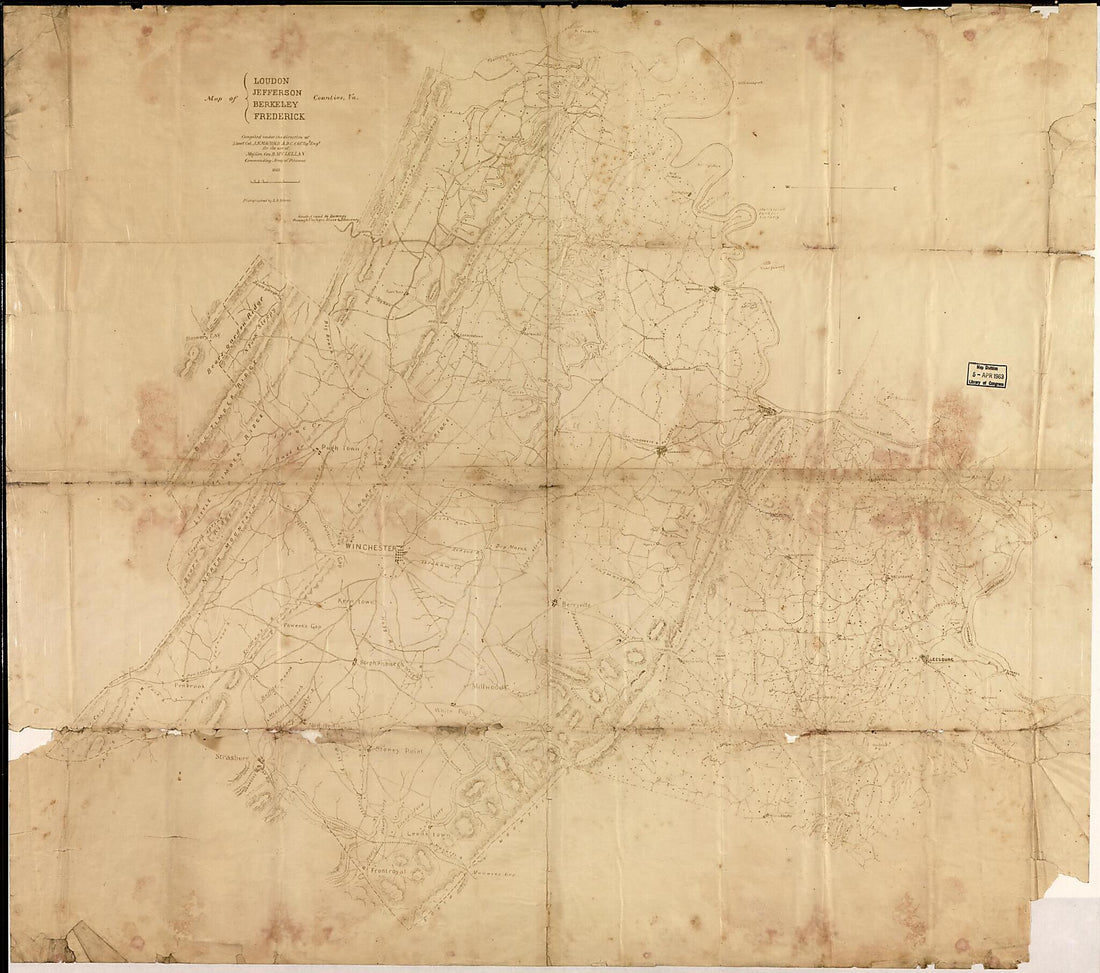 This old map of Map of Loudon sic, Jefferson, Berkeley, Frederick Counties, Va from 1862 was created by J. N. (John N.) Macomb in 1862