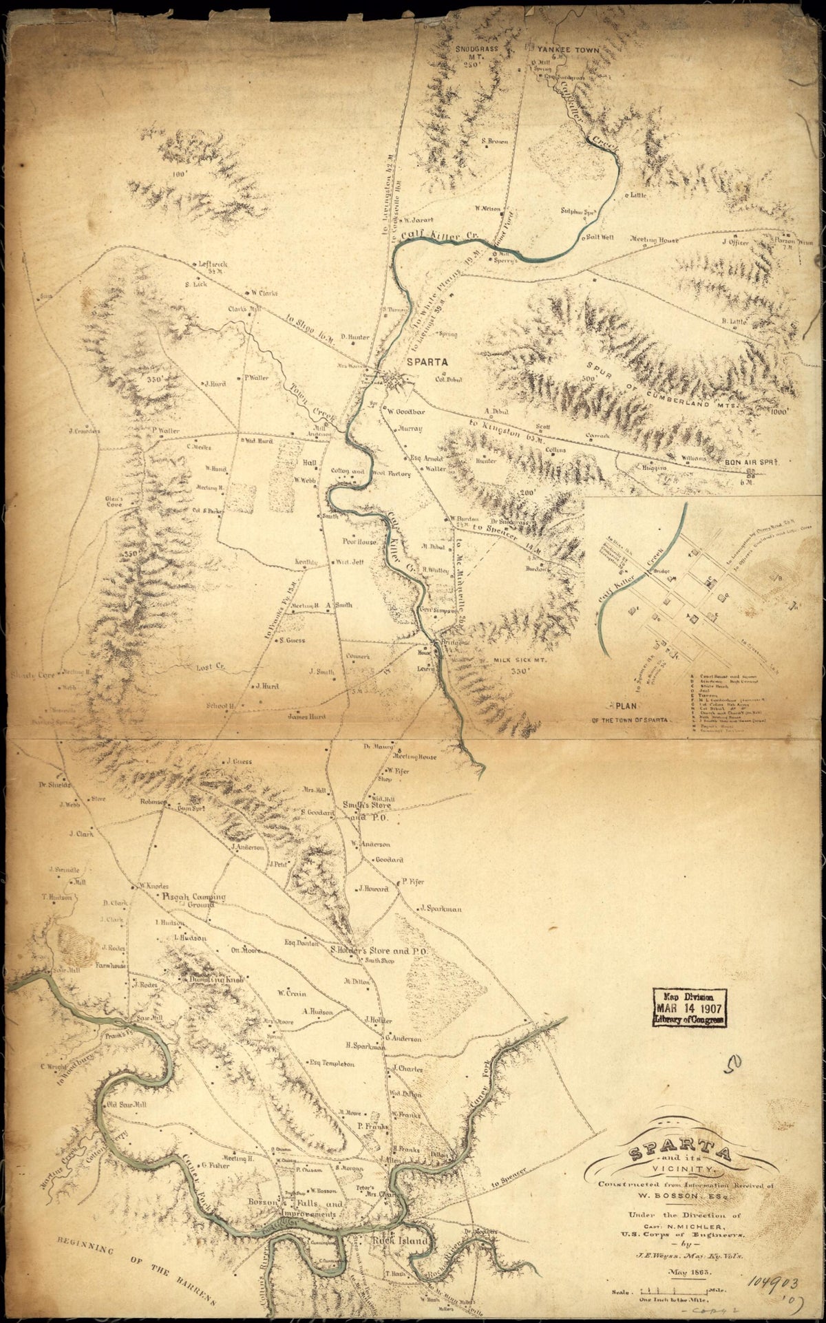 Sparta and Its Vicinity 1863 by Relic Map Company