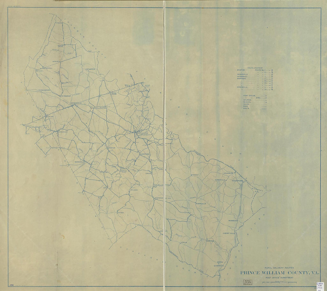 This old map of Prince William County, Va from 1923 was created by United States. Post Office Department in 1923