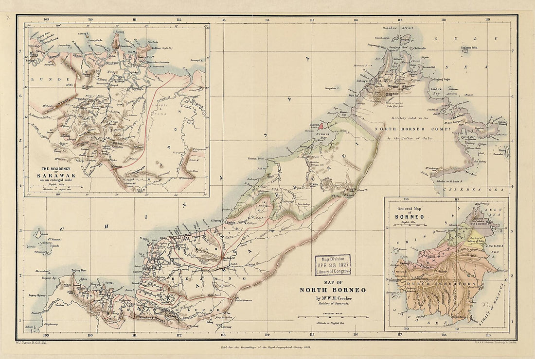 This old map of Map of North Borneo from 1881 was created by W. M. Crocker, W. J. (William John) Turner, W. & A.K. Johnston Limited in 1881