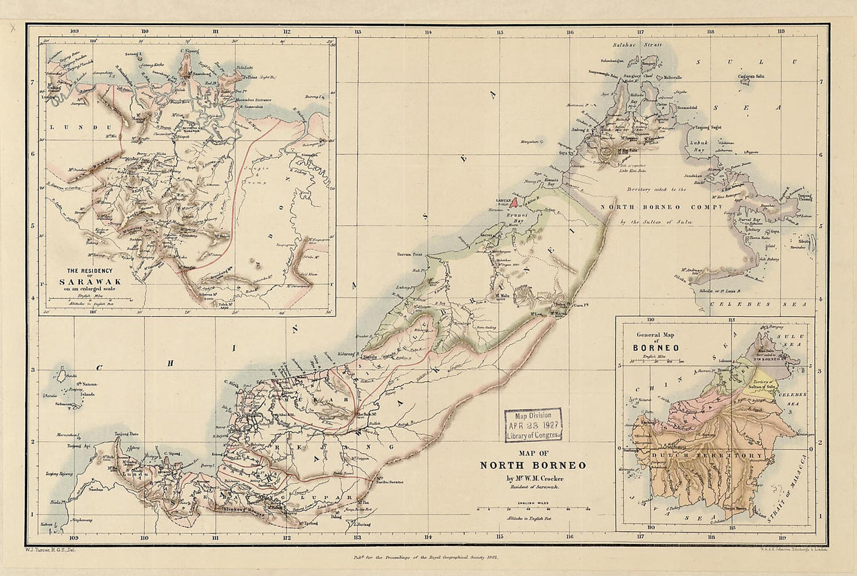 Map of North Borneo 1881 by Relic Map Company