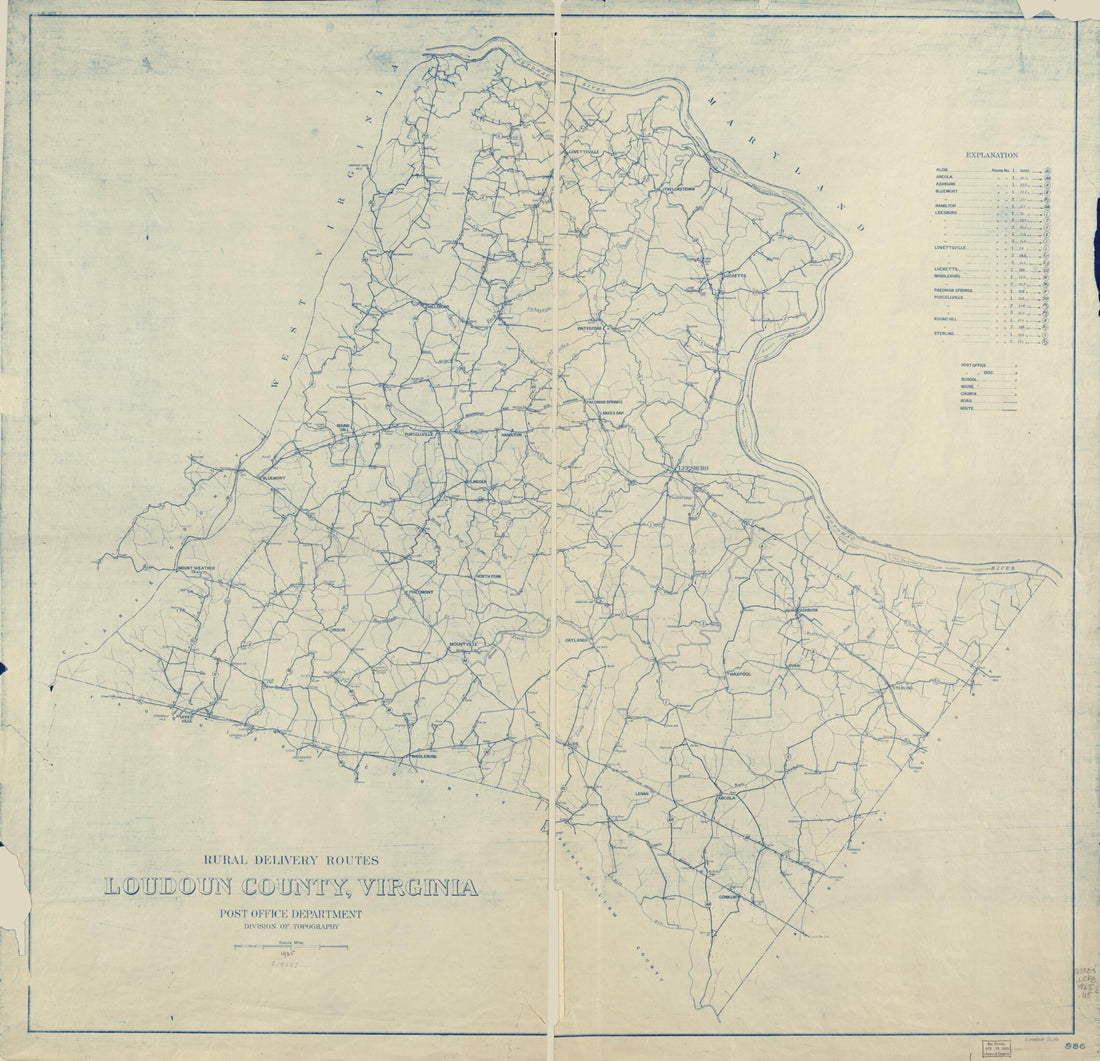 This old map of Rural Delivery Routes, Loudoun County, Virginia from 1925 was created by United States. Post Office Department. Division of Topography in 1925