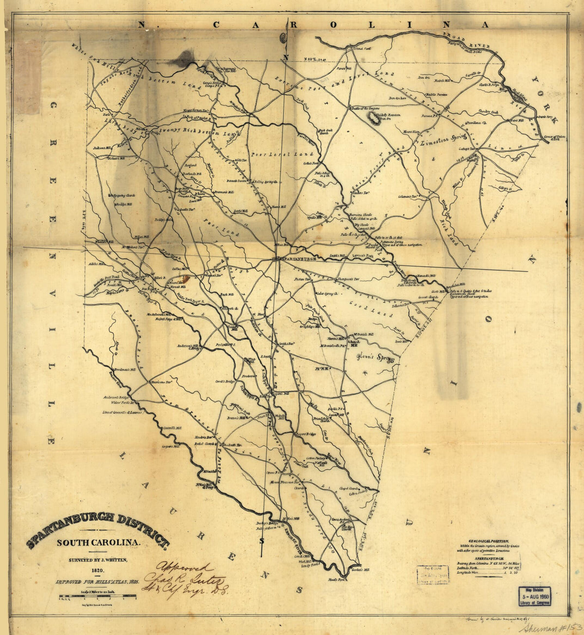 Spartanburgh District, South Carolina 1820 by Relic Map Company