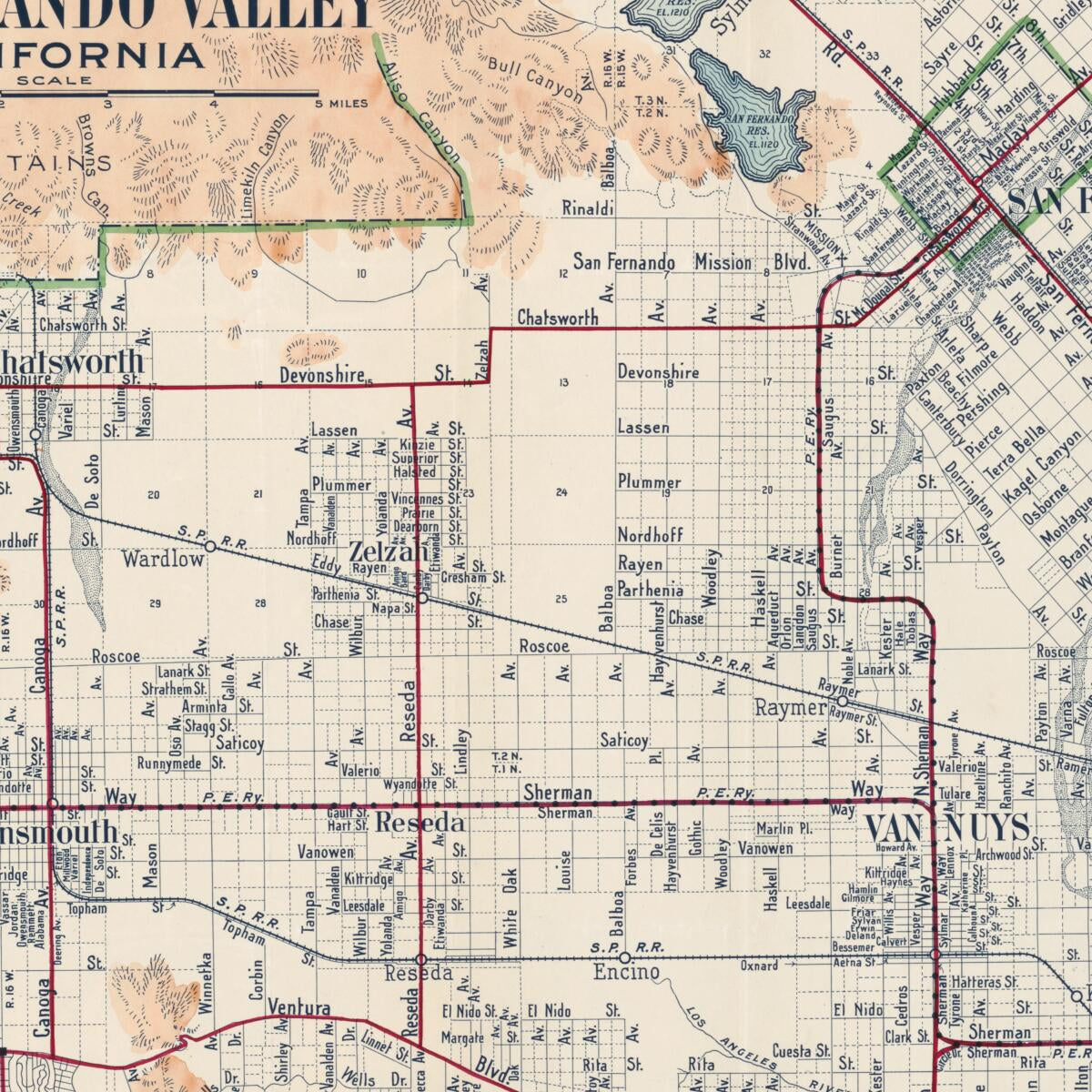 This old map of Map of San Fernando Valley, California (San Fernando Valley, California) from 1923 was created by Franklin P. Borgnis in 1923
