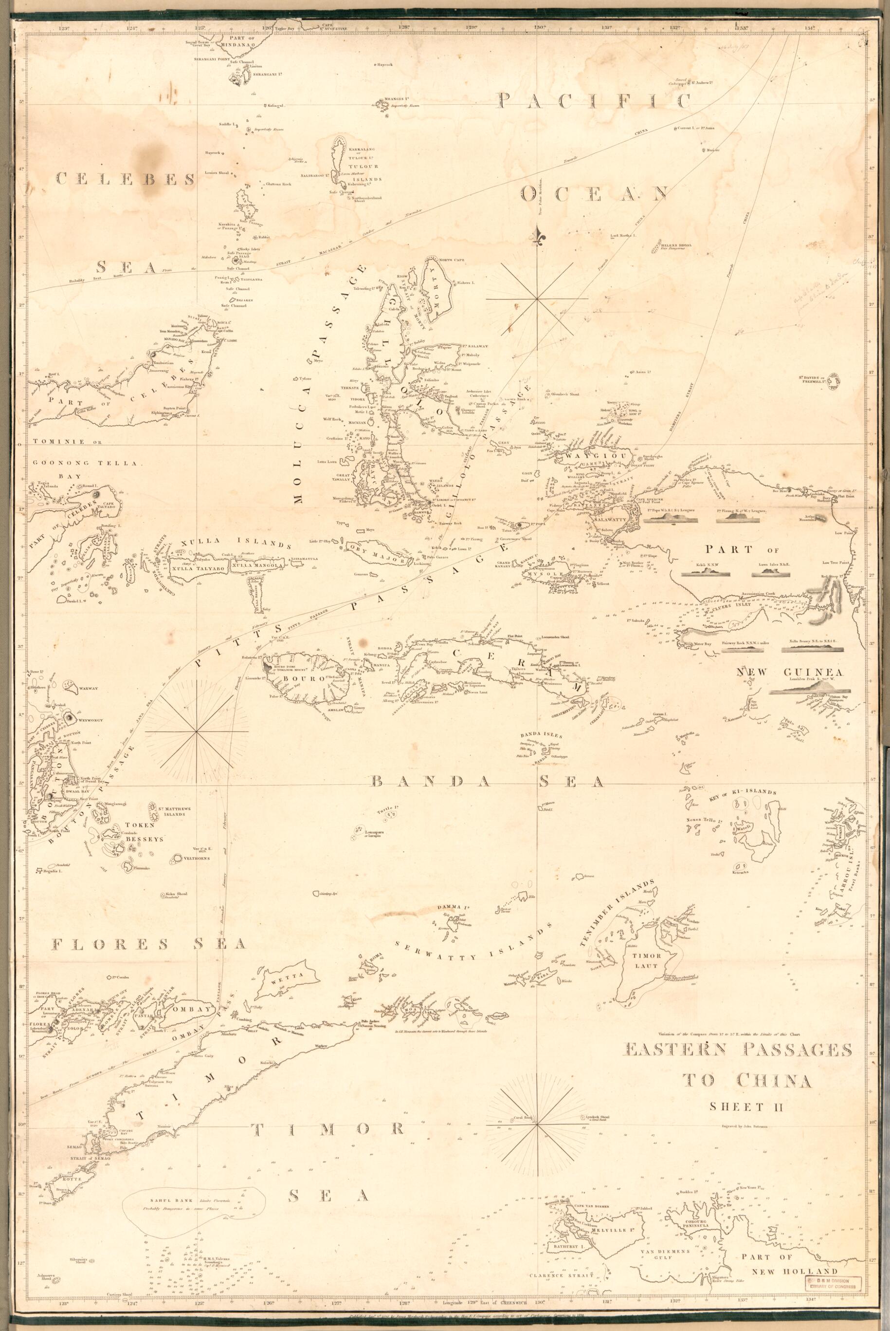 This old map of Eastern Passages to China Sheet II from 1839 was created by J. (John) Bateman, East India Company, James Horsburgh in 1839