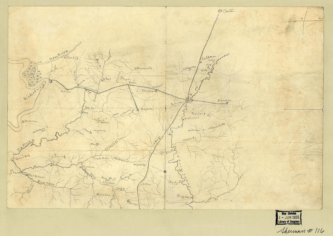 This old map of Map of the Environs of Vicksburg and Jackson, Mississippi. from 1863 was created by in 1863
