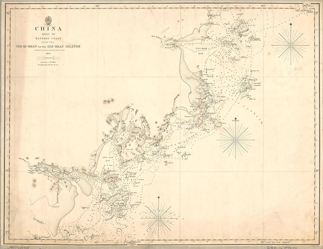 This old map of Ki-Shan to the Hie-Shan Islands from 1843 was created by R. Collinson, Henry Kellett, C. Walker, John Walker in 1843
