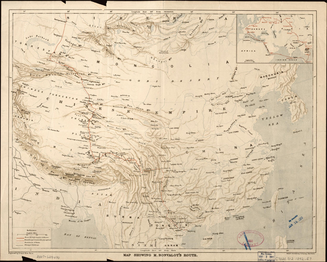 This old map of Map Showing M. Bonvalot&