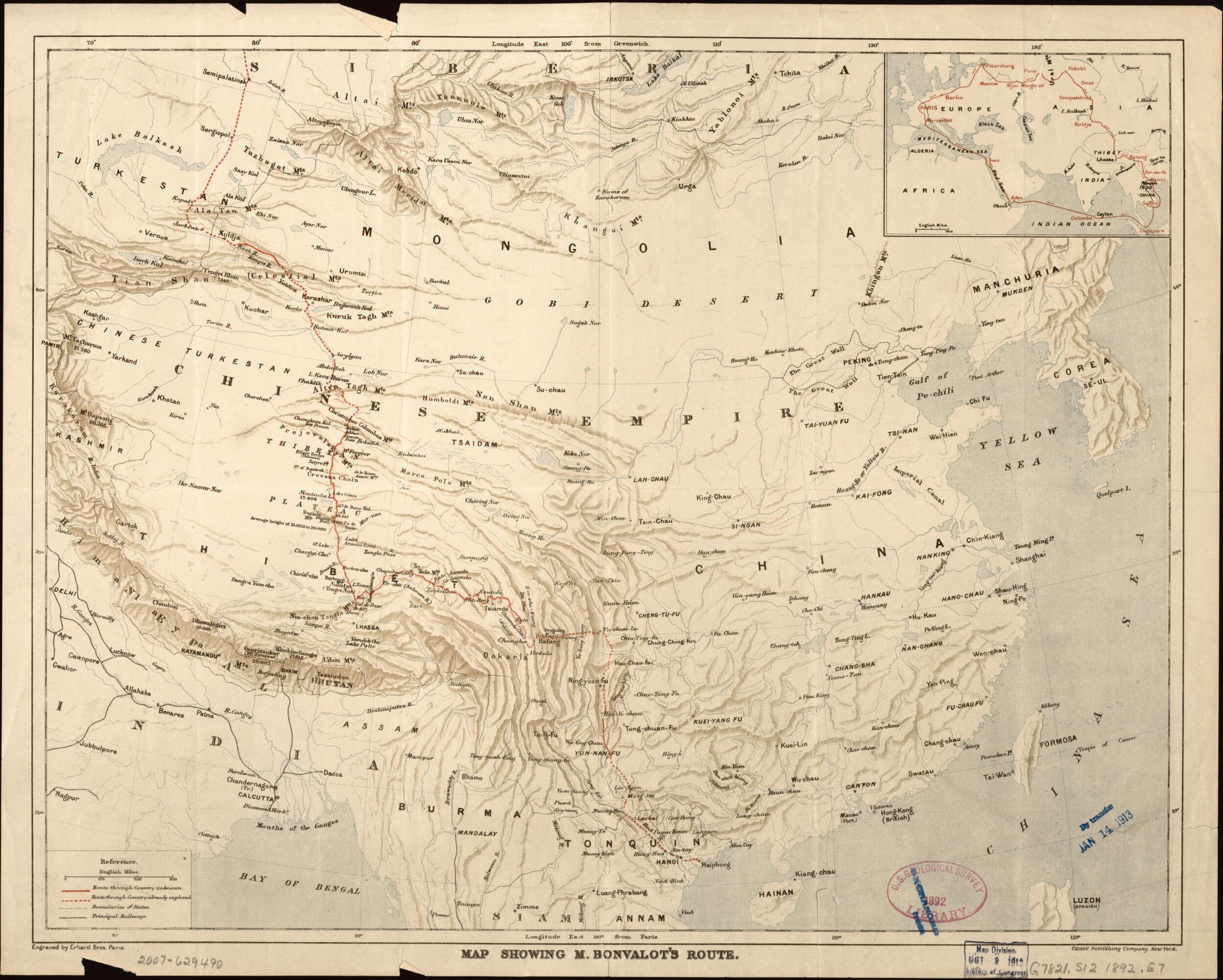 This old map of Map Showing M. Bonvalot&