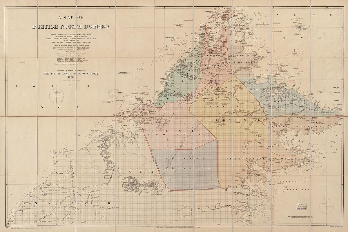 A Map of British North Borneo 1888 by Relic Map Company