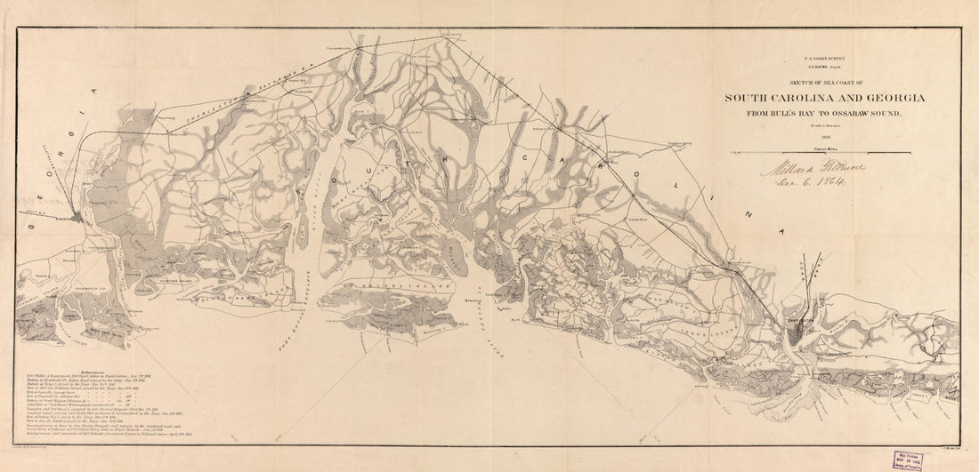 This old map of Sketch of Sea Coast of South Carolina and Georgia from Bull&