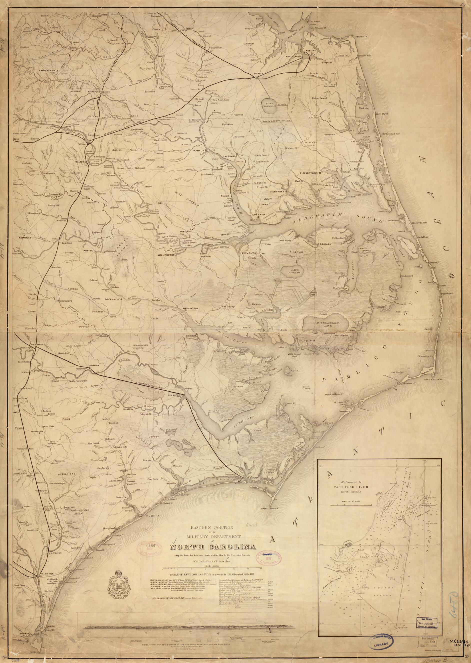 This old map of Eastern Portion of the Military Department of North Carolina from 1862 was created by United States. Army. Corps of Engineers in 1862