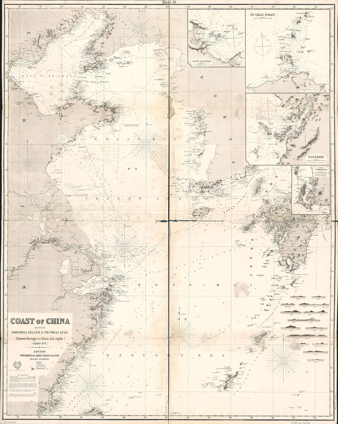 This old map of Chi-Li Gulf : Eastern Passages to China and Japan : Chart No. 8 from 1867 was created by James Imray in 1867
