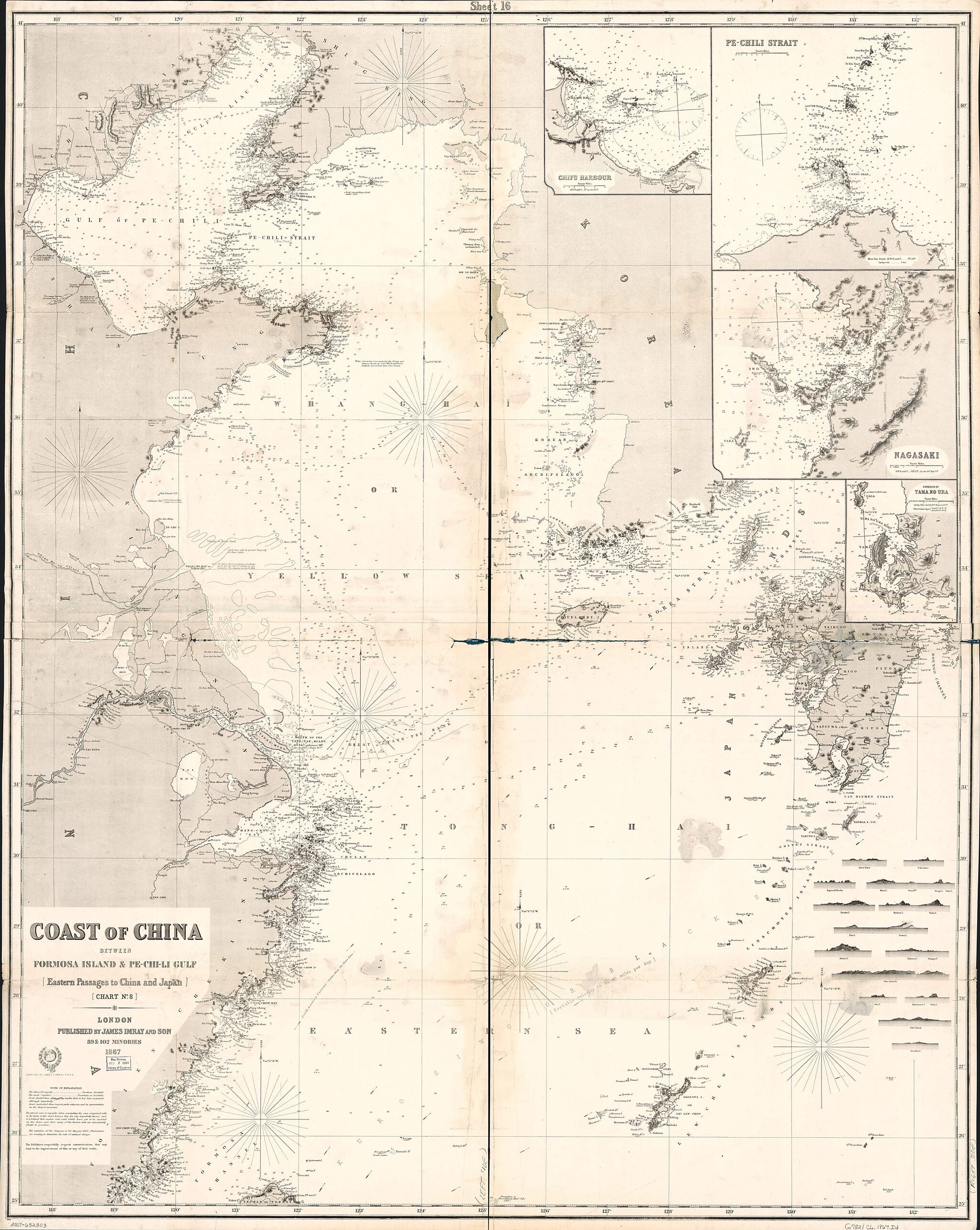 This old map of Chi-Li Gulf : Eastern Passages to China and Japan : Chart No. 8 from 1867 was created by James Imray in 1867