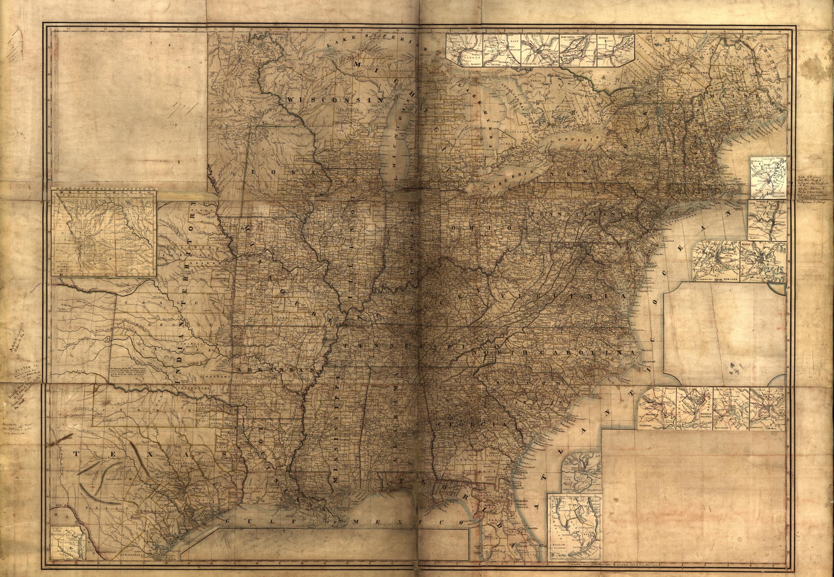 This old map of Map of the United States and Canada from 1847 was created by Samuel Breese in 1847