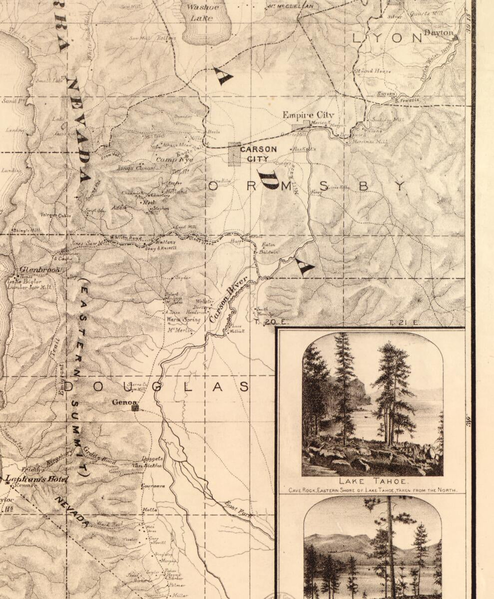 This old map of Topographical Map of Lake Tahoe and Surrounding Country from 1874 was created by Ferdinand Von Leicht in 1874