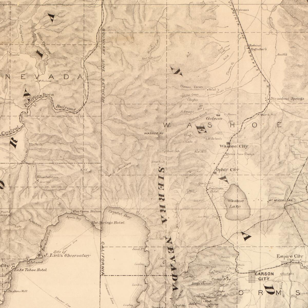 This old map of Topographical Map of Lake Tahoe and Surrounding Country from 1874 was created by Ferdinand Von Leicht in 1874