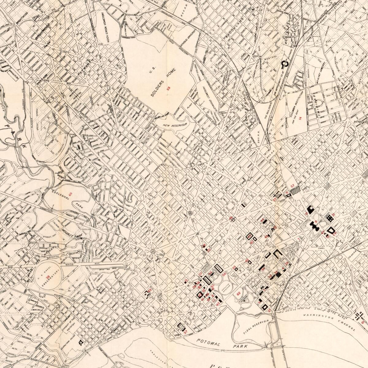 This old map of Map of the Permanent System of Highways, District of Columbia from 1914 was created by  Norris Peters Co,  Office of the Engineer Commissioner D.C. in 1914