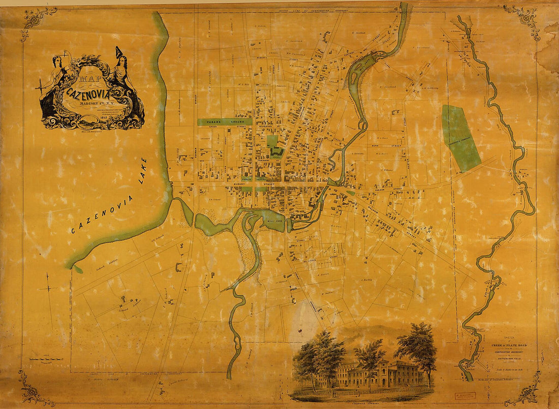 This old map of Map of Cazenovia, Madison County, New York from 1852 was created by Henry Hart, Miller & Co in 1852
