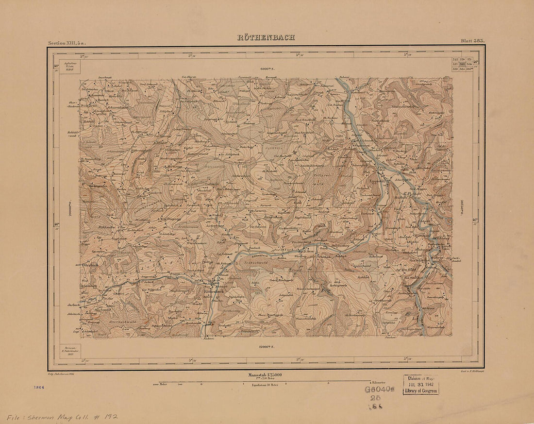 This old map of Röthenbach from 1886 was created by F. Müllhaupt, Switzerland. Eidg. Landestopographie in 1886