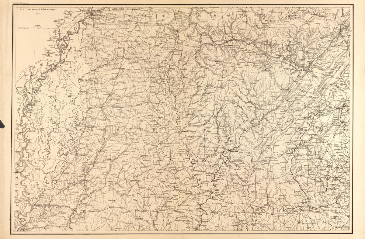 Northern Mississippi and Alabama 1865 by Relic Map Company