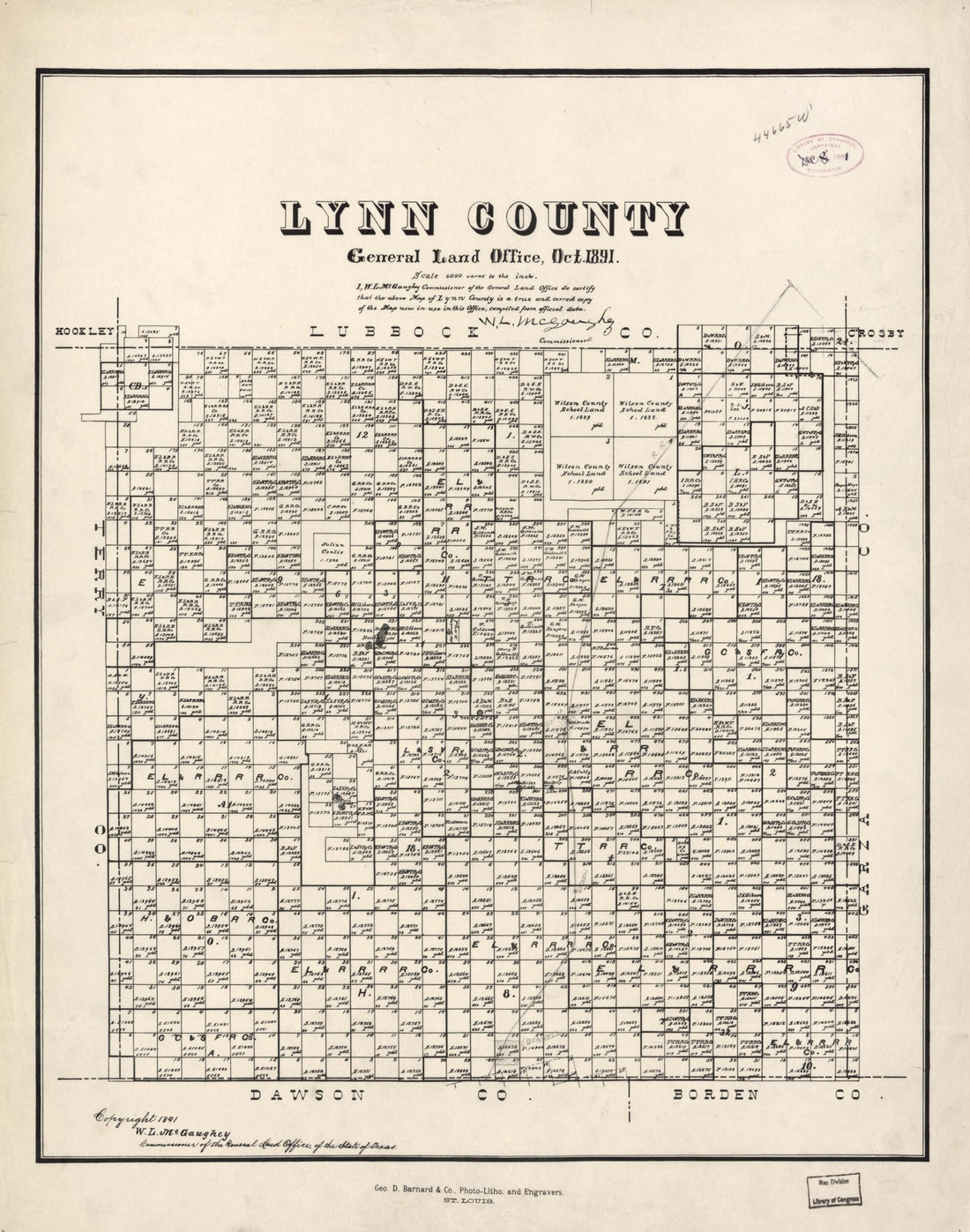 This old map of Lynn County from 1891 was created by in 1891