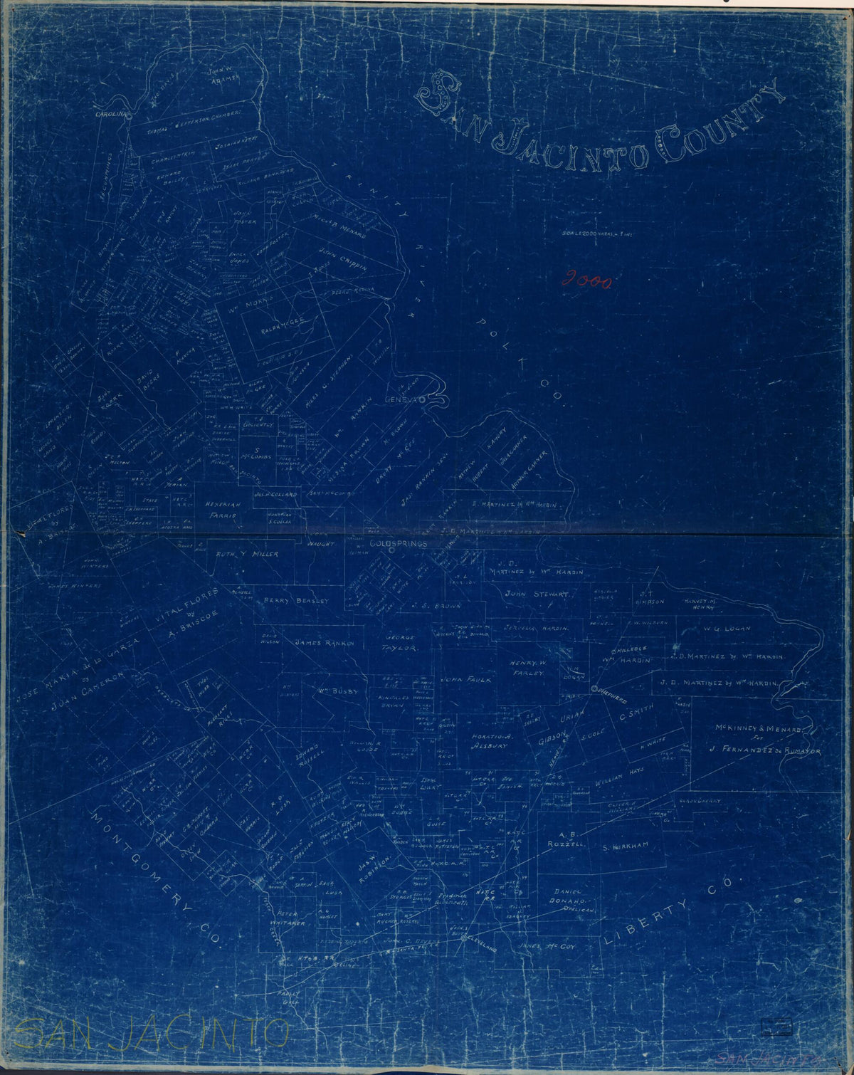 San Jacinto County 1890 by Relic Map Company