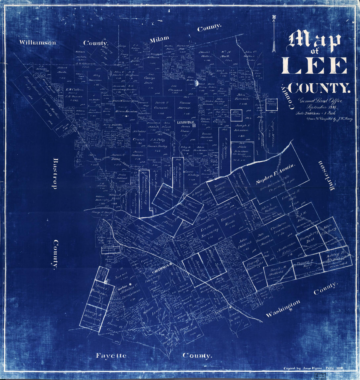 Map of Lee County 1888 by Relic Map Company