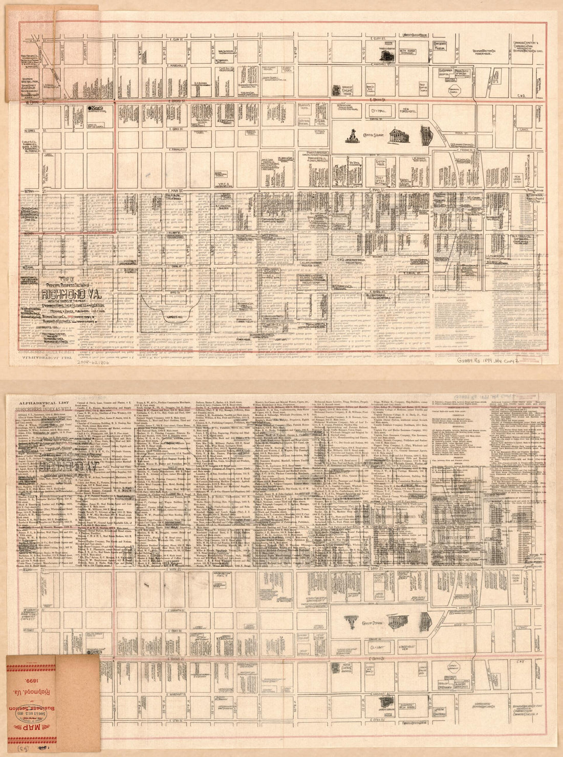This old map of Map of Principal Business Section of Richmond, VA. : With the Names of the Most Prominent Firms, Their Business and Location from 1899 was created by Henning & Baker in 1899