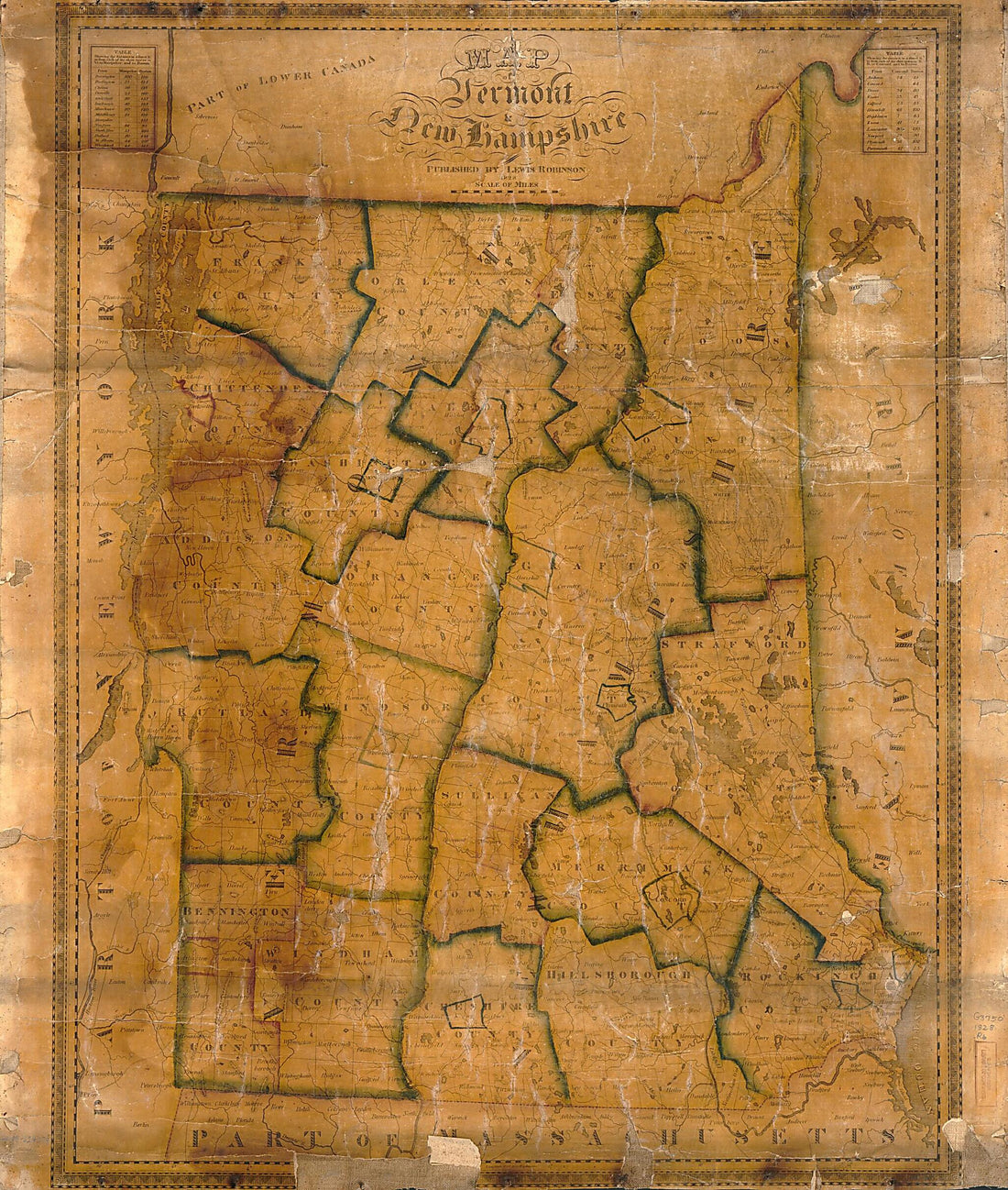 This old map of Map of Vermont & New Hampshire. (Map of Vermont and New Hampshire) from 1828 was created by Lewis Robinson in 1828