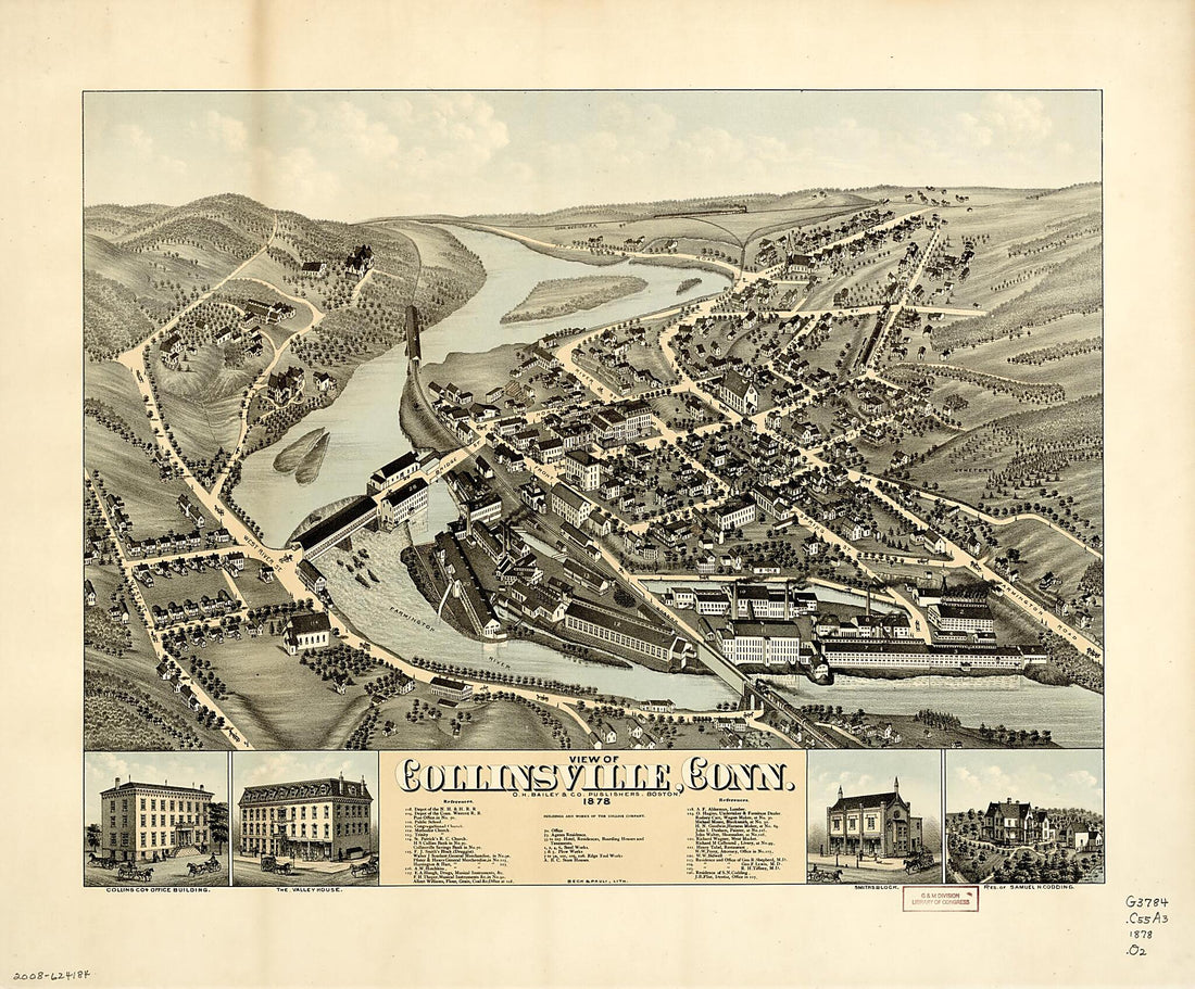 This old map of View of Collinsville, Connecticut from 1878 was created by Beck & Pauli, O.H. Bailey & Co in 1878