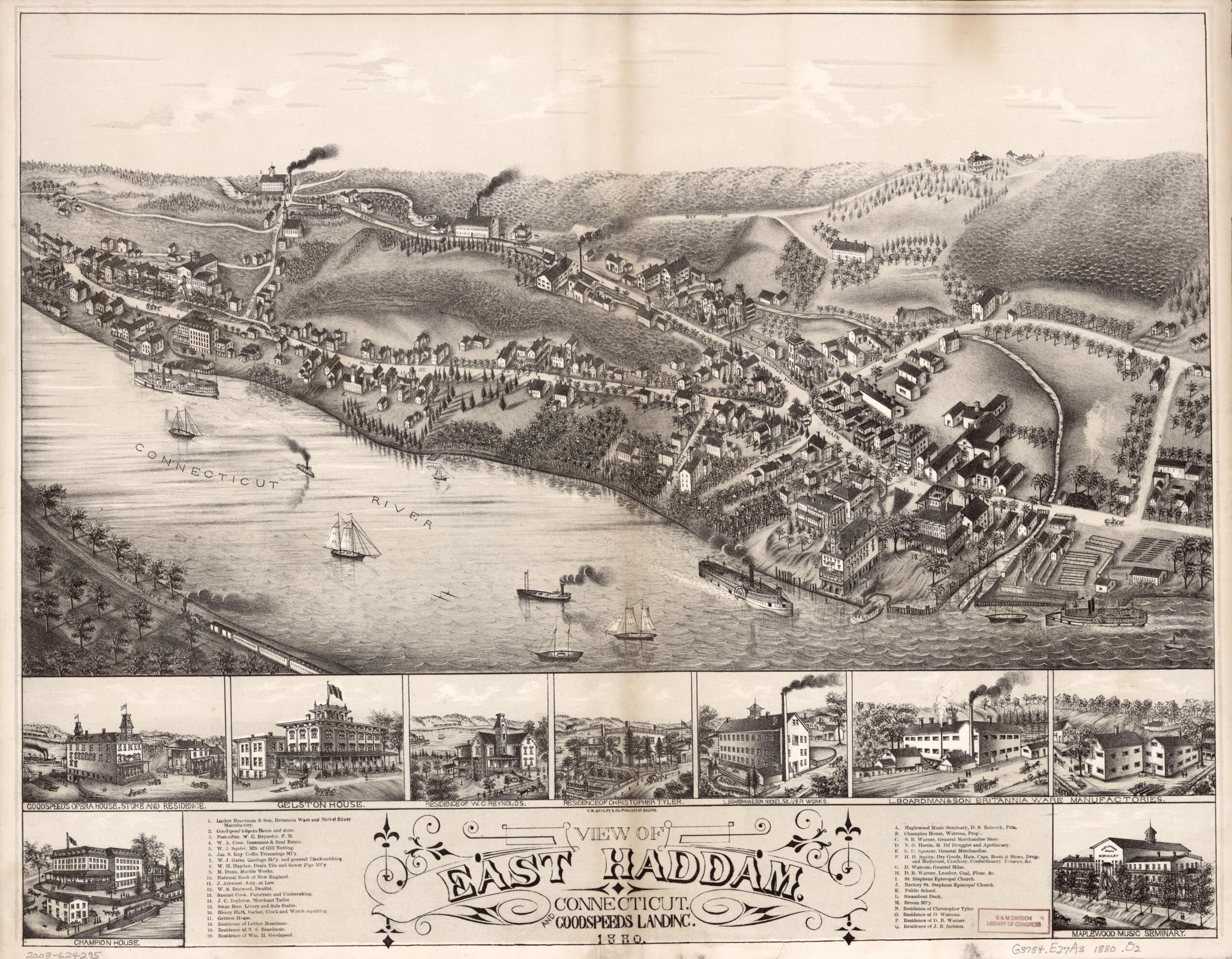 This old map of View of East Haddam, Connecticut, and Goodspeeds Landing : from 1880 was created by O.H. Bailey & Co in 1880