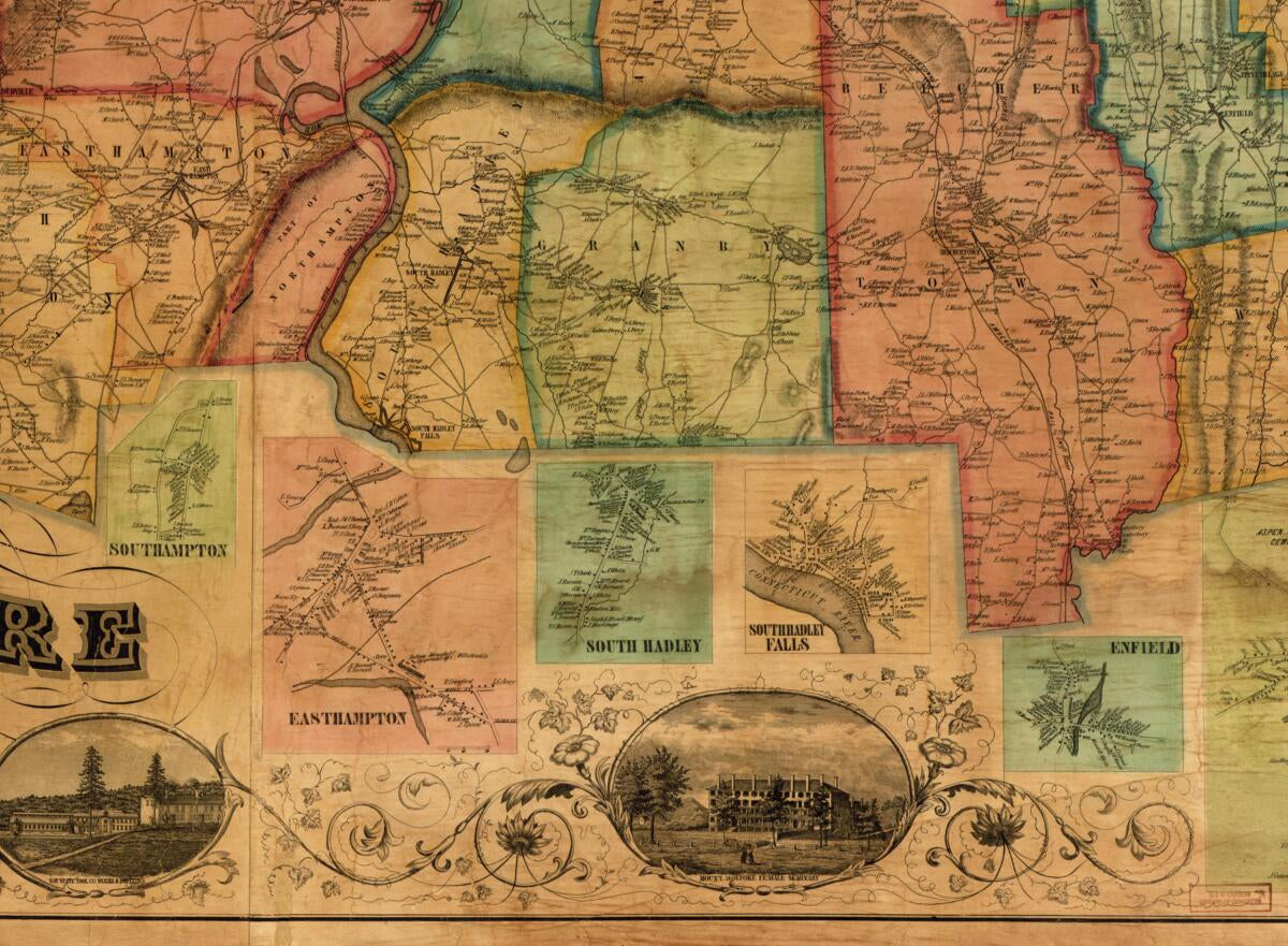 This old map of Map of Hampshire County, Massachusetts from 1854 was created by Wm. J. (William J.) Barker,  E. Herrlein&