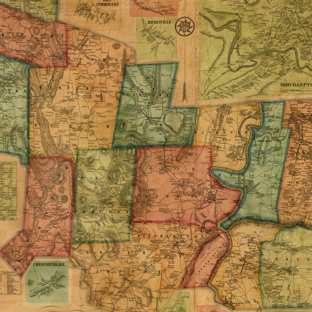 This old map of Map of Hampshire County, Massachusetts from 1854 was created by Wm. J. (William J.) Barker,  E. Herrlein&