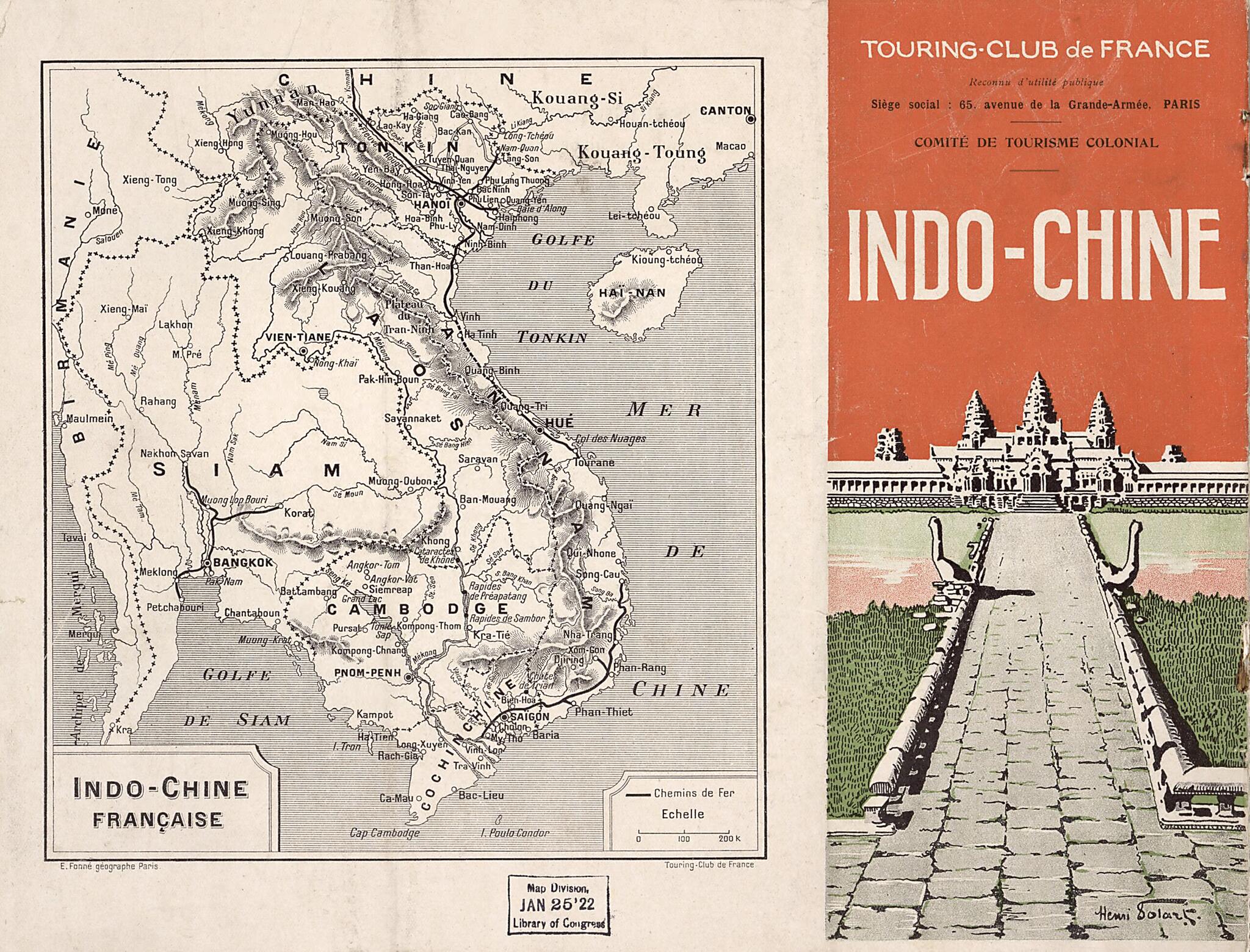 This old map of Chine Franc̜aise from 1910 was created by E. Fonné, Club De France in 1910