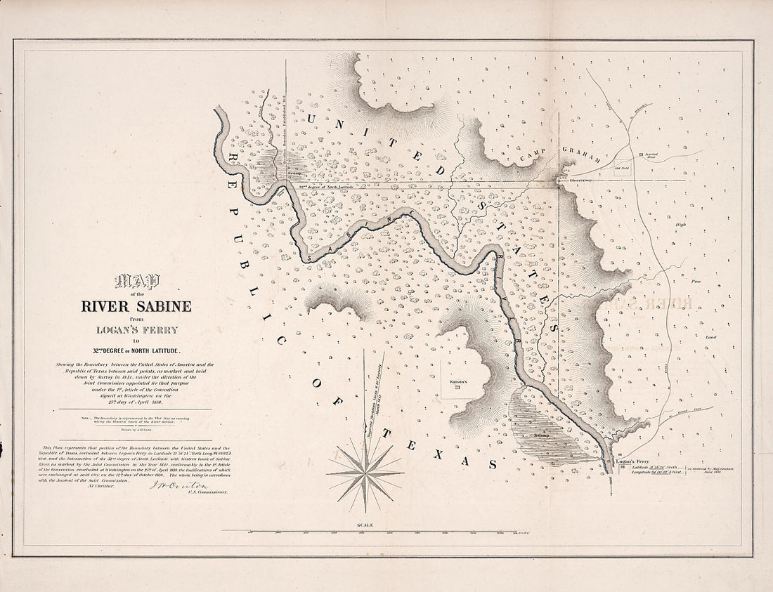 This old map of Map of the River Sabine from Logan&