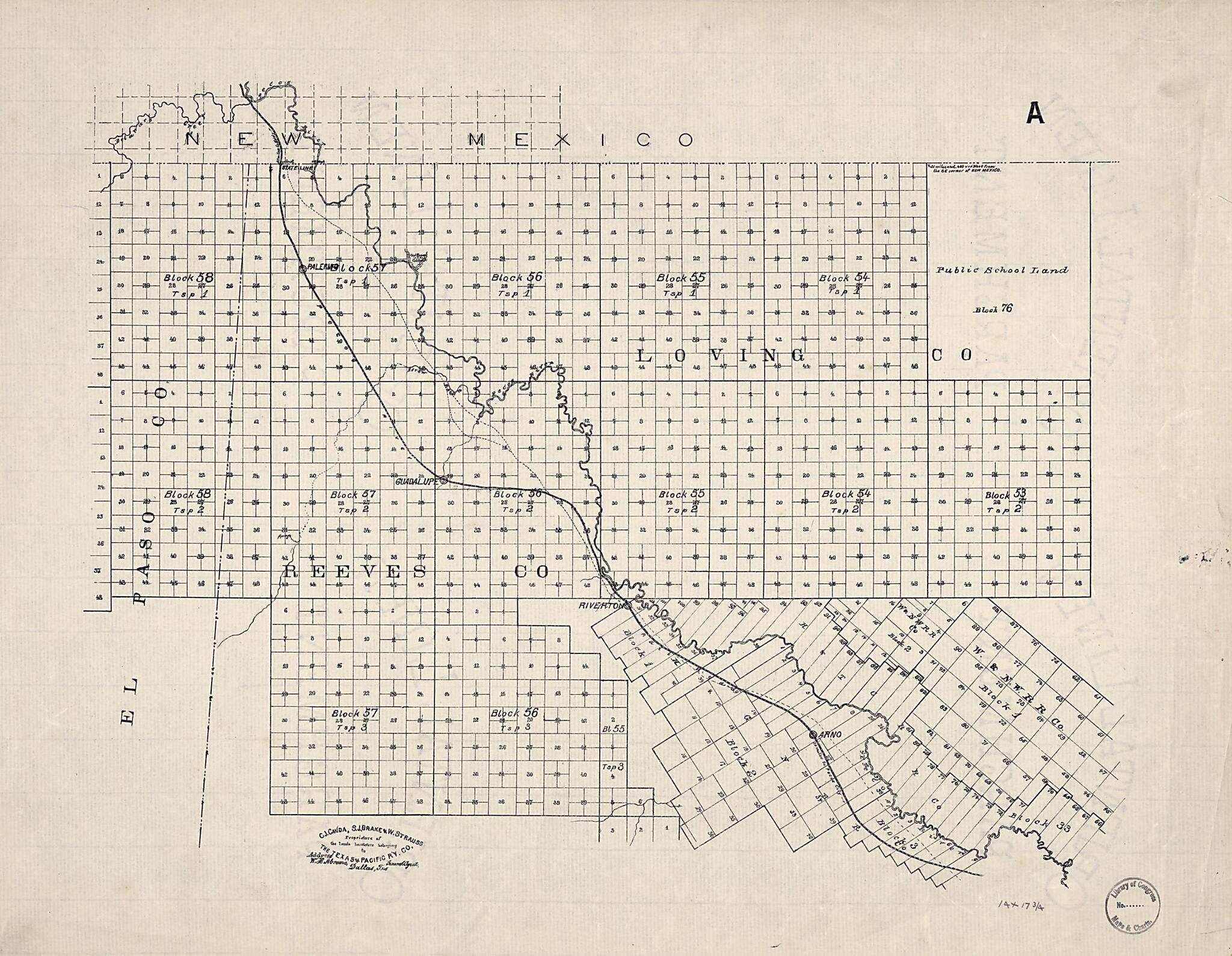 This old map of Map of El Paso County, Texas from 1893 was created by M. Stakemann, Texas & Pacific Railway in 1893