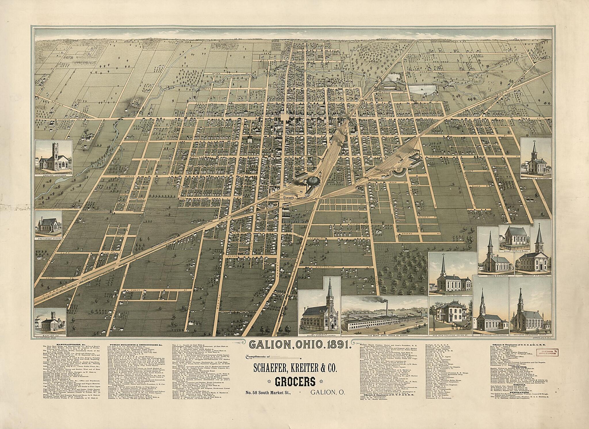 This old map of Galion, Ohio, from 1891 was created by Smith & Buckingham in 1891