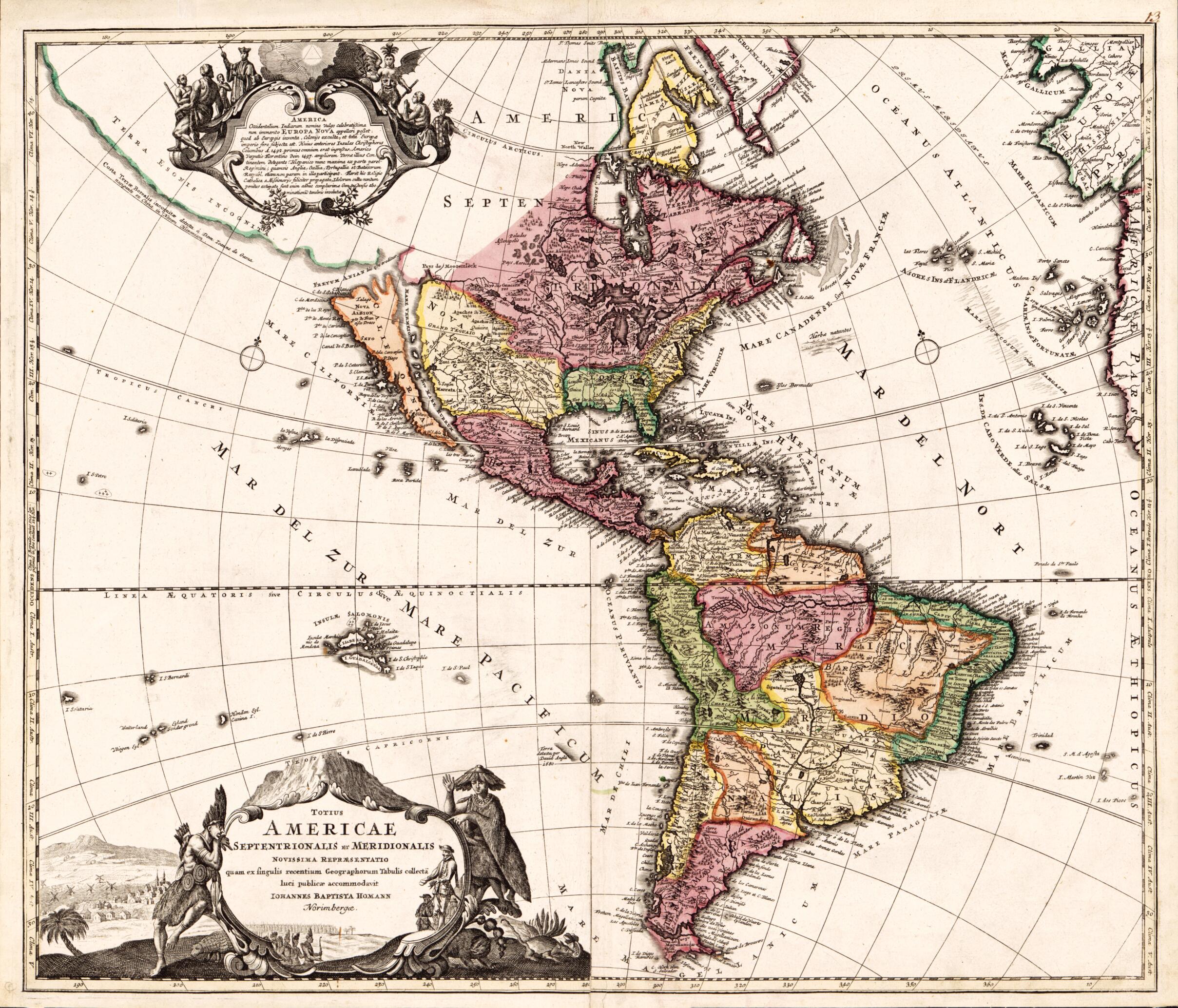 Totius Americae Septentrionalis Et Meridionalis Novissima Repraesentatio Quam Ex Singulis Recentium Geographorum Tabulis Collecta Luci Publicae Accommodavit 1707 by Relic Map Company