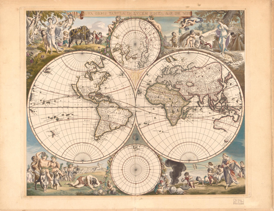 This old map of Nova Orbis Tabvla In Lvcem Edita (Nova Orbis Tabula In Lucem Edita) from 1688 was created by Frederik De Wit in 1688