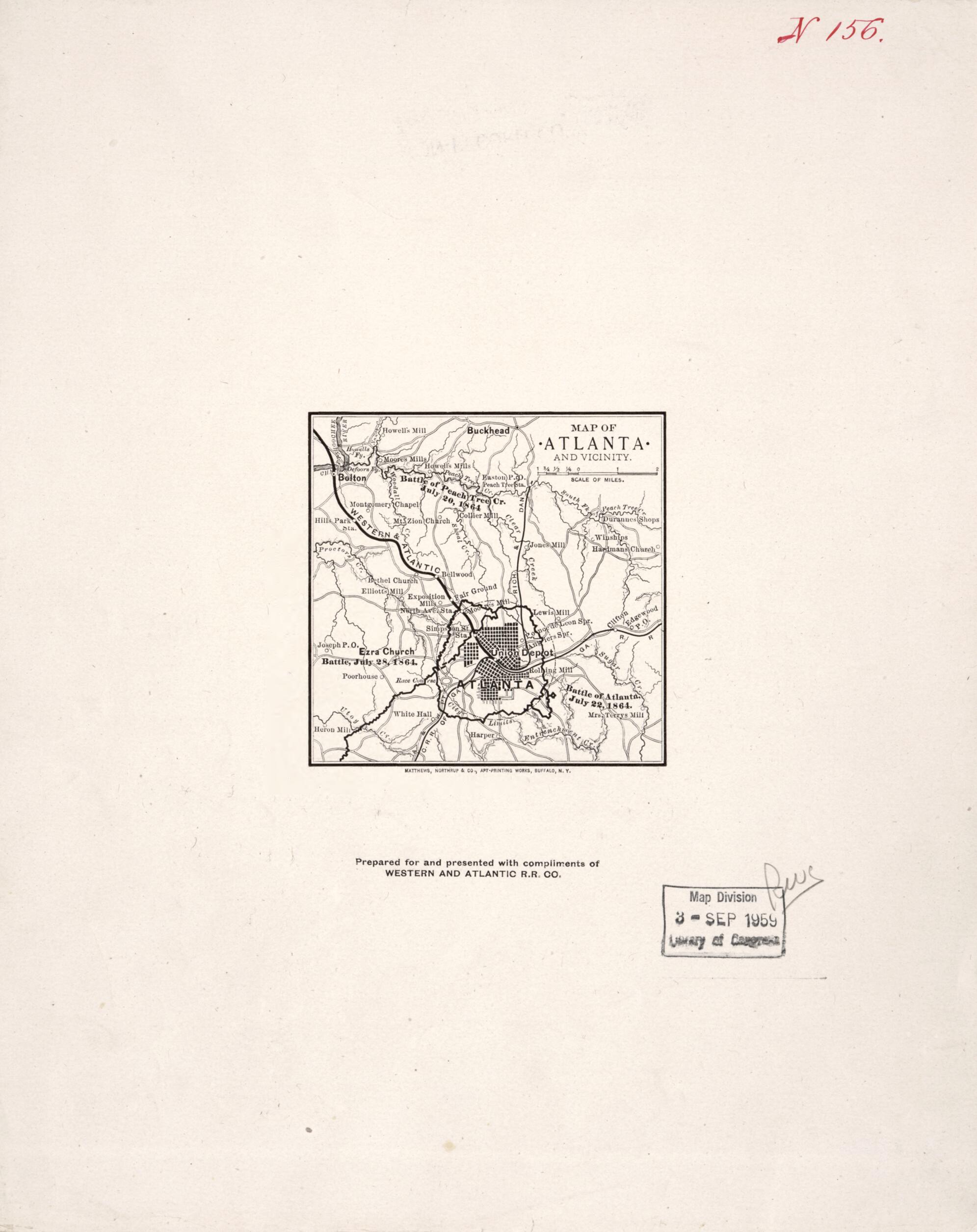 This old map of Map of Atlanta and Vicinity from 1864 was created by Western and Atlantic Railroad Company in 1864