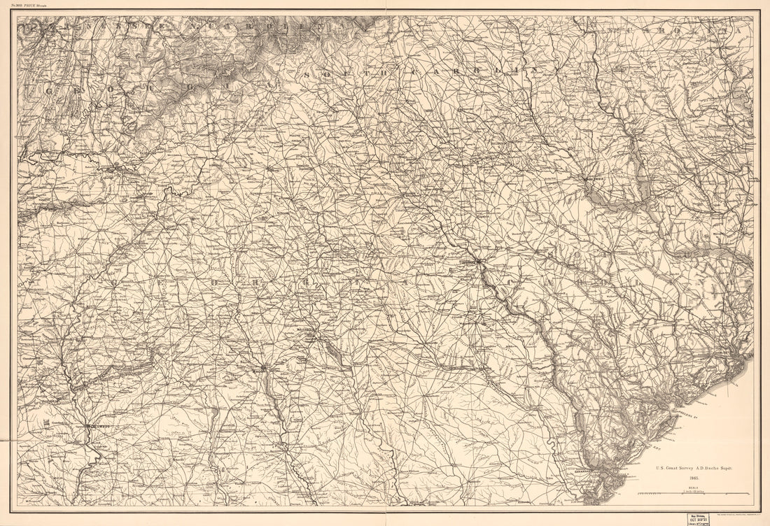 This old map of Northern Georgia and Western and Central South Carolina from 1865 was created by A. Lindenkohl, United States Coast Survey in 1865