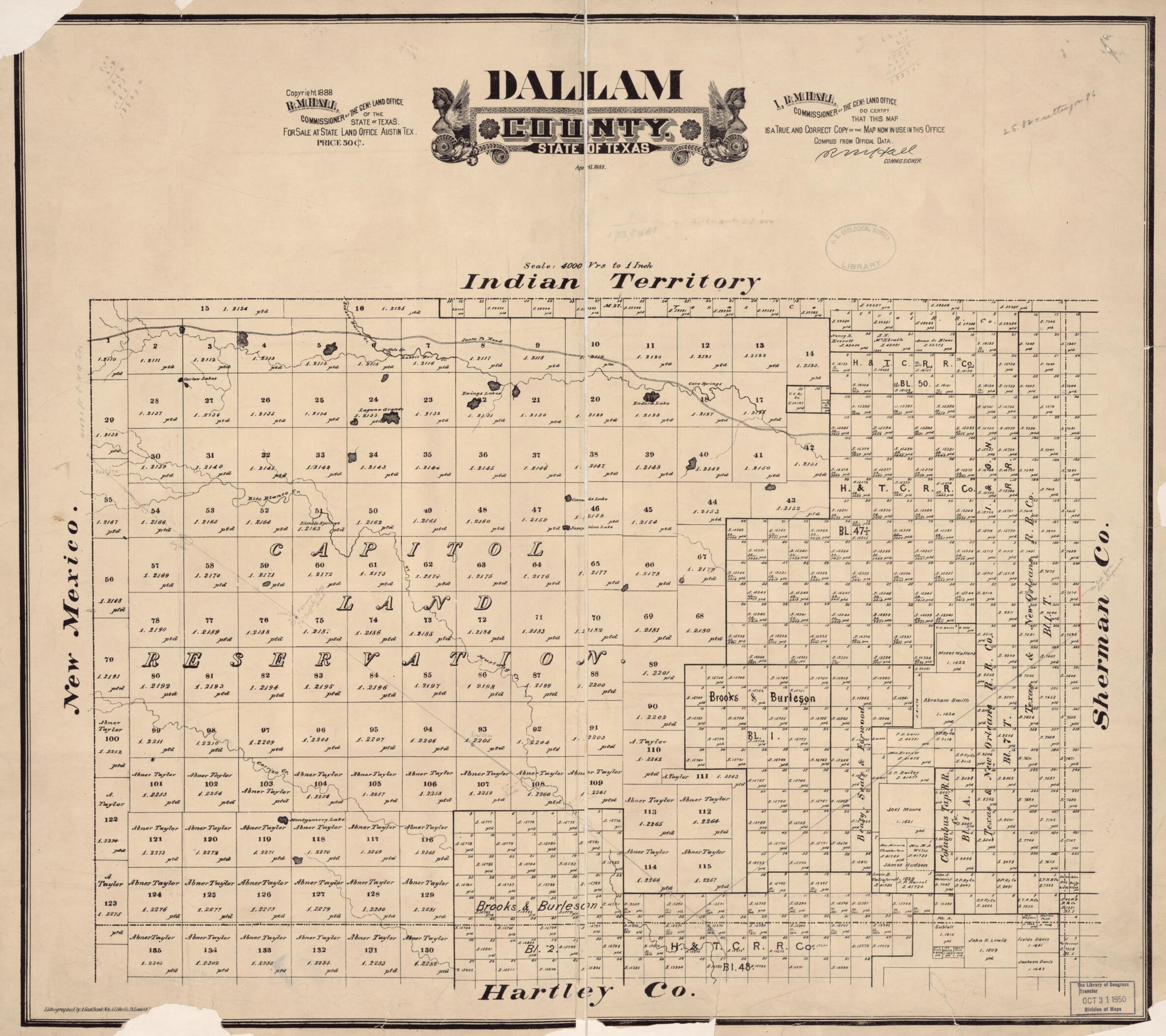 This old map of Dallam County : State of Texas from 1888 was created by in 1888