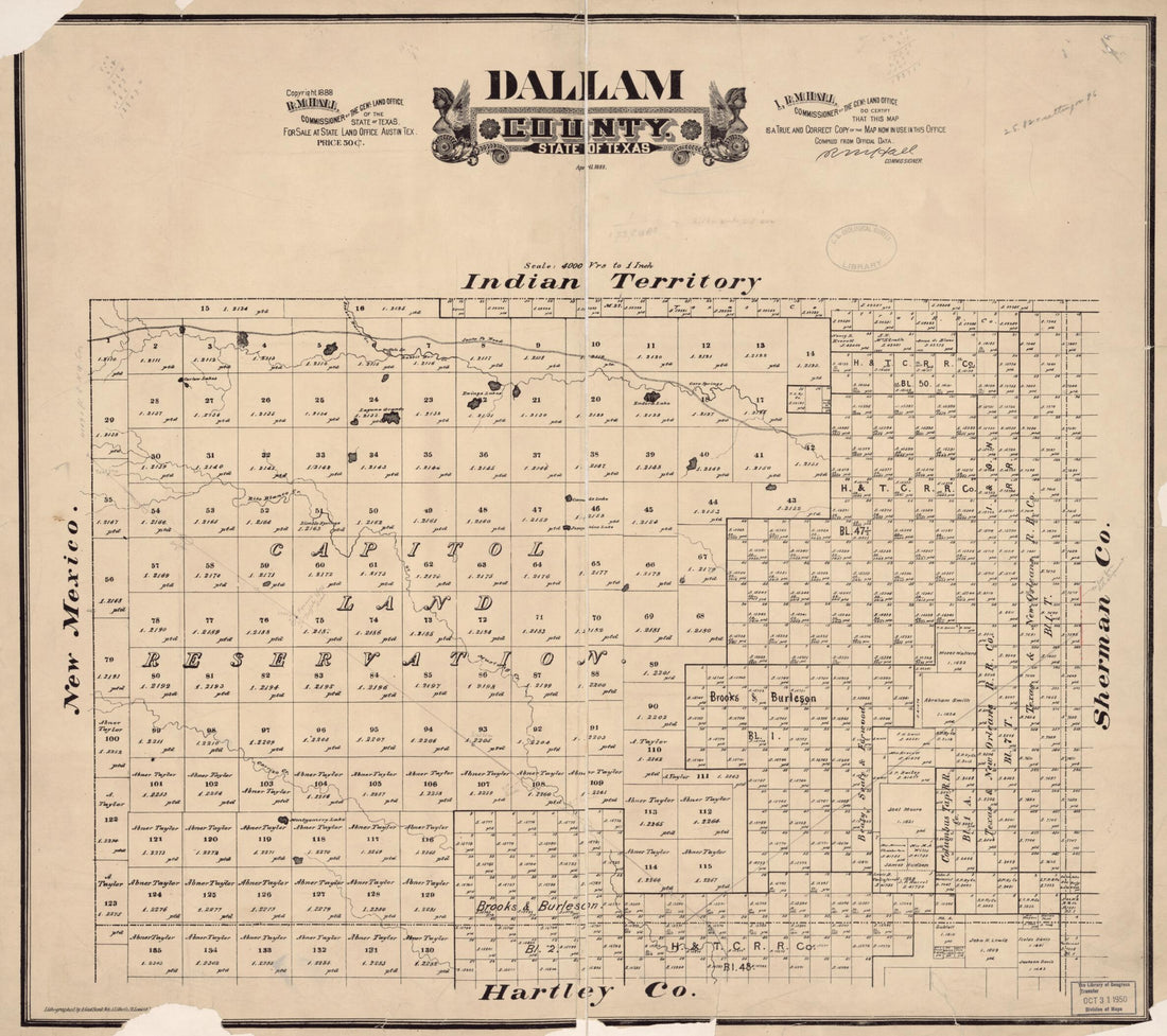 This old map of Dallam County : State of Texas from 1888 was created by in 1888