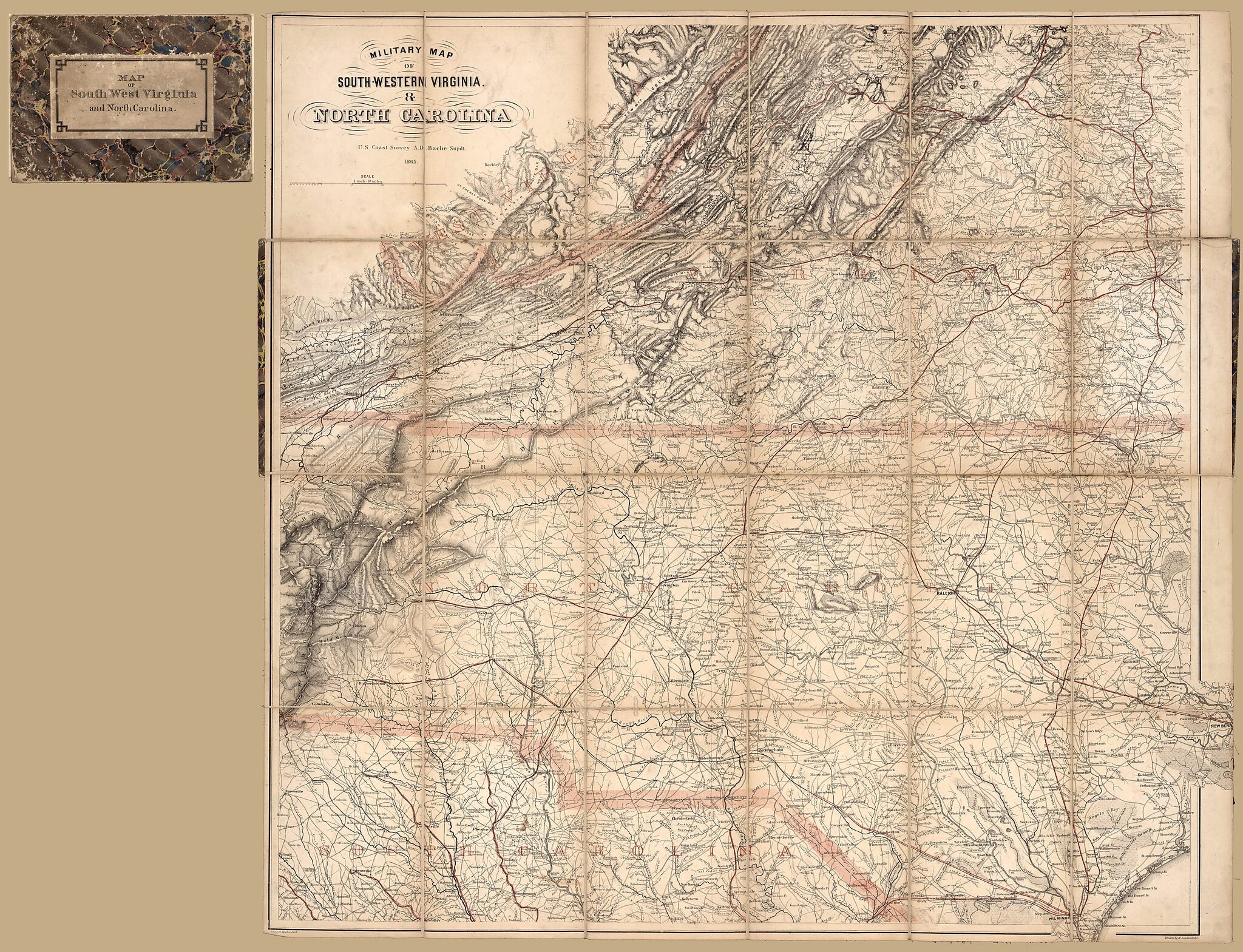 This old map of Western Virginia & North Carolina (Military Map of Southwestern Virginia and North Carolina, Map of South West Virginia and North Carolina) from 1865 was created by A. D. (Alexander Dallas) Bache, Charles G. Krebs, H. (Henry) Lindenkohl,
