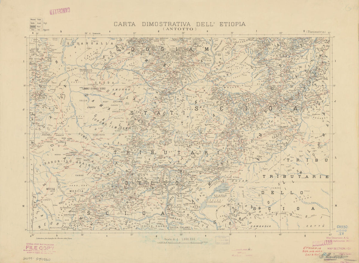 Carta Dimostrativa Della Etiopia, In 6 Fogli E 2 Aggiunte Alla Scala Di 1 000 000 (Carta Dimostrativa Dell&